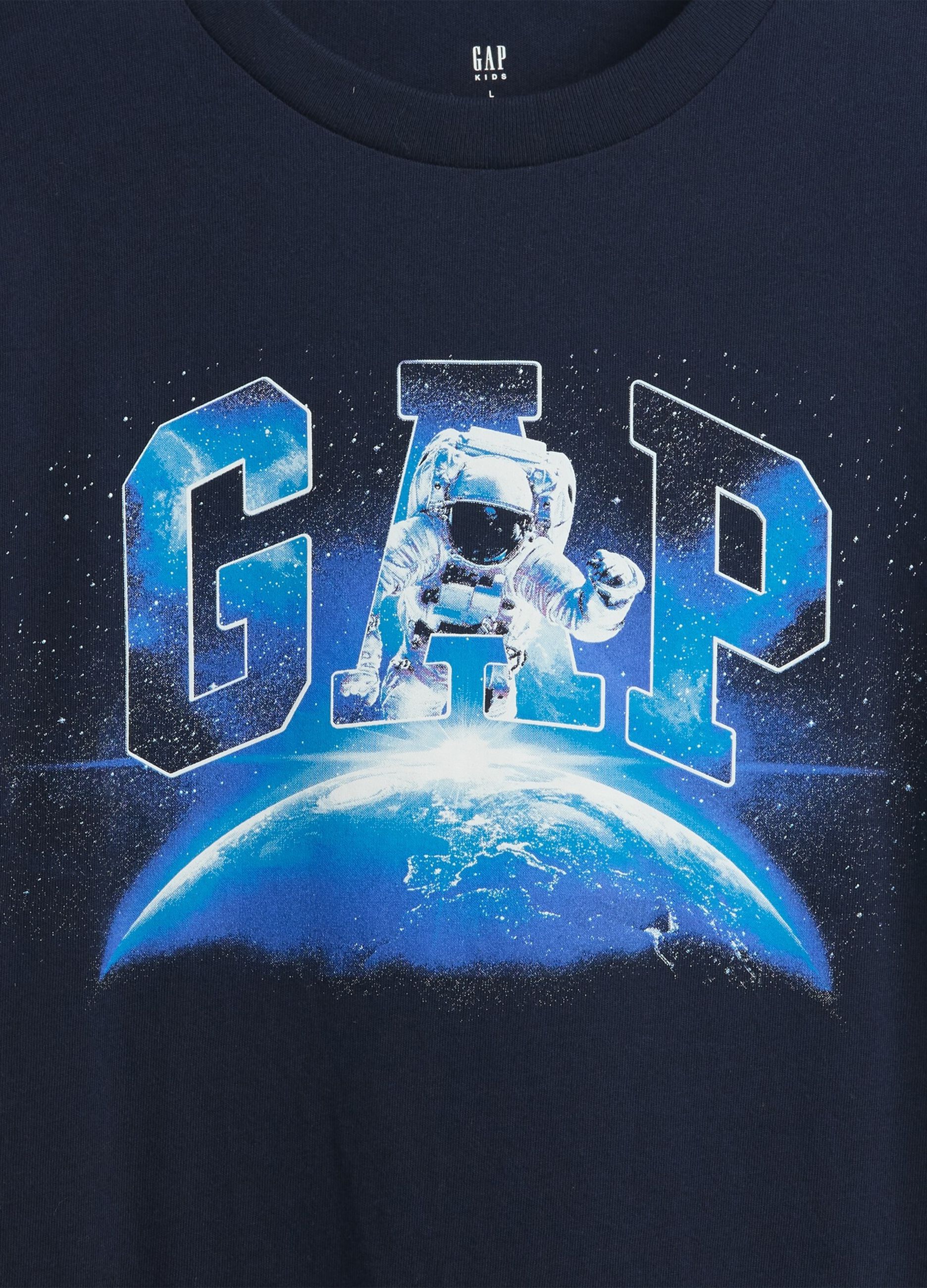 T-shirt blu a maniche lunghe in cotone per bambino_2