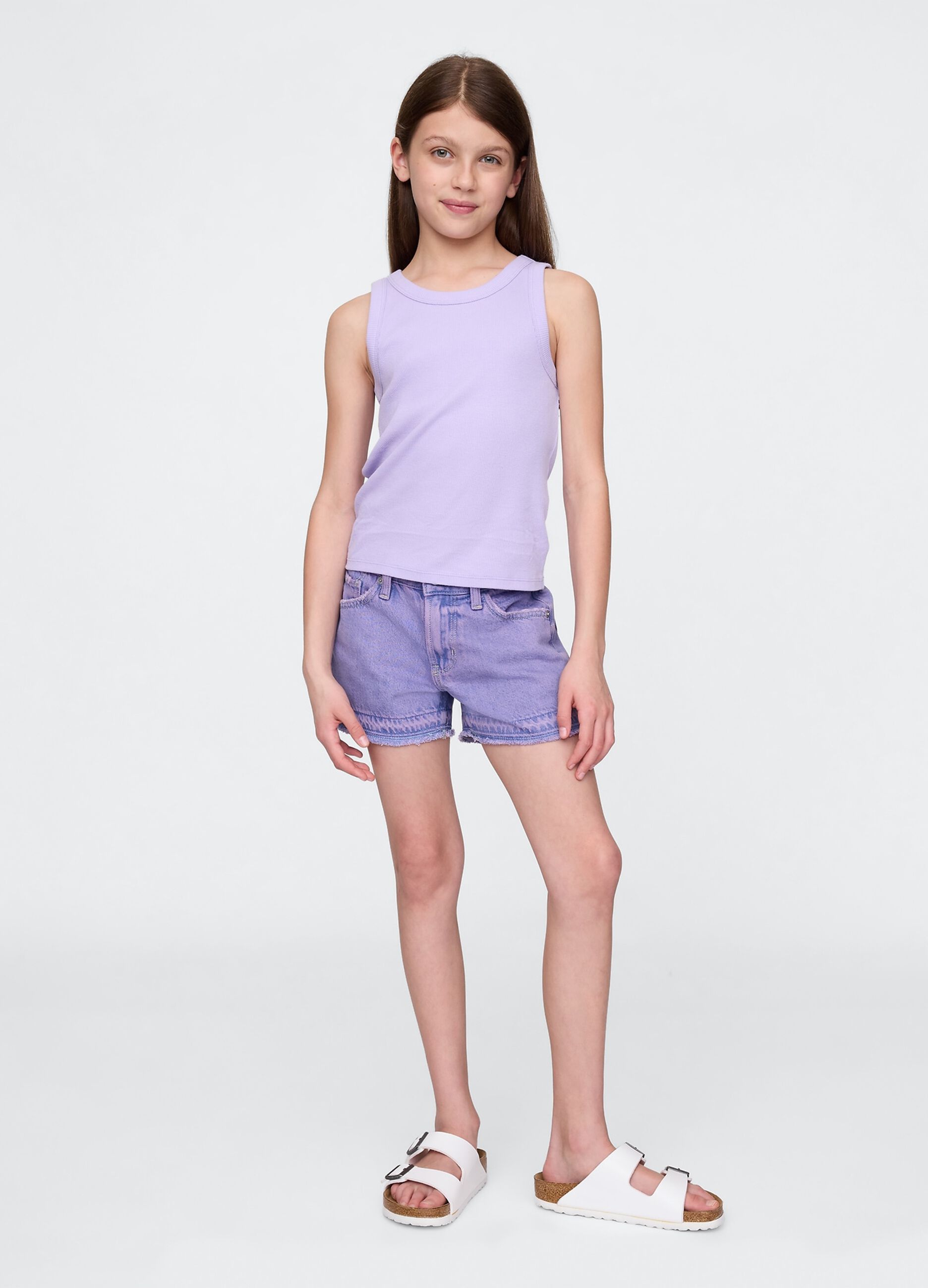 Shorts denim viola per bambina