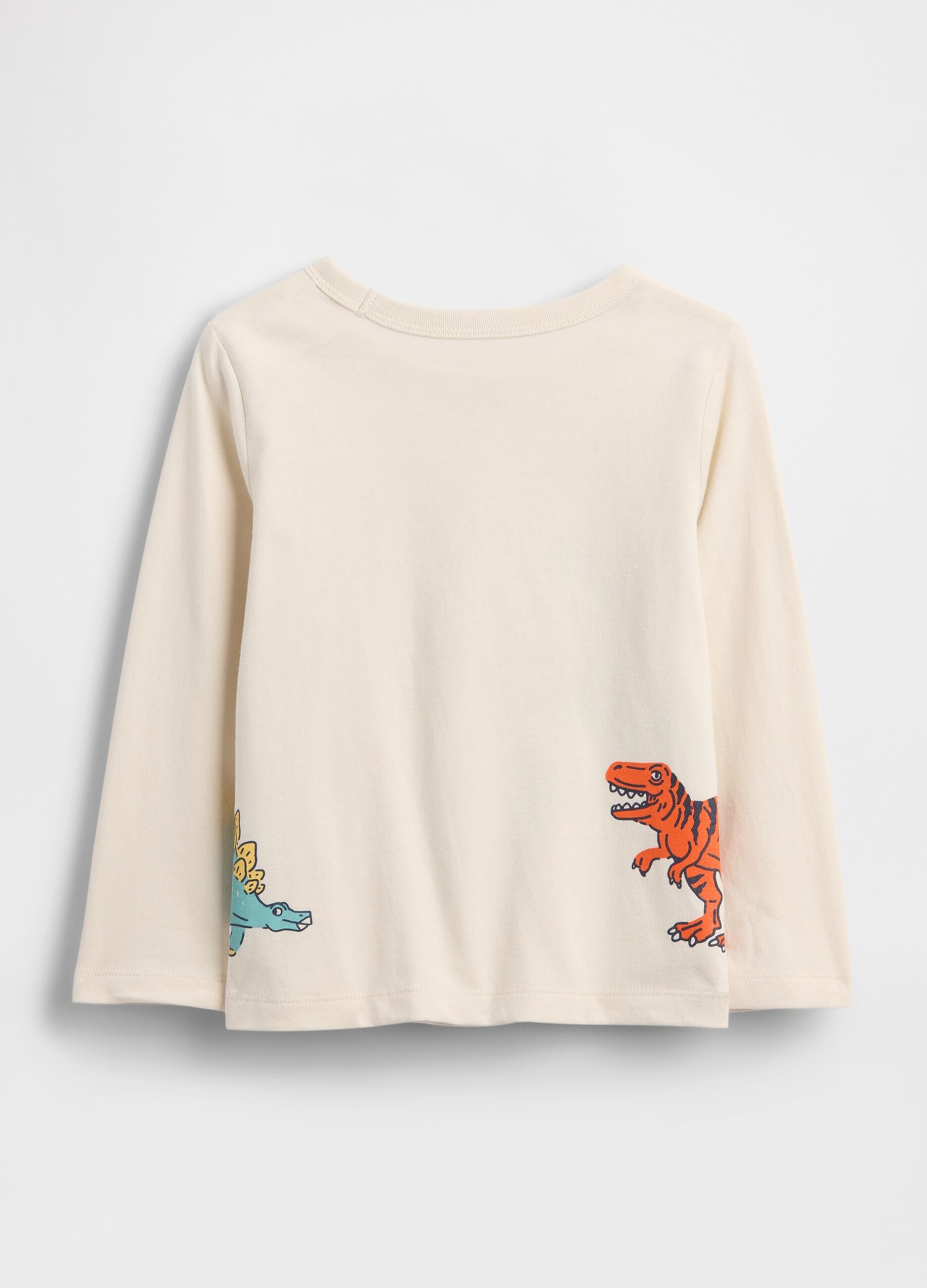 Beige long-sleeve t-shirt with dinosaur graphic_1