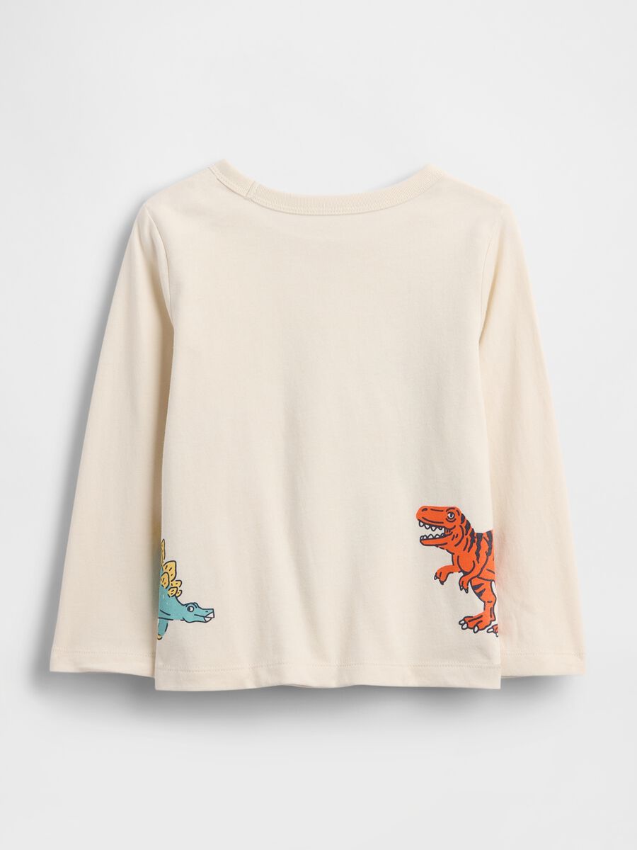 Beige long-sleeve t-shirt with dinosaur graphic Baby Boy_1