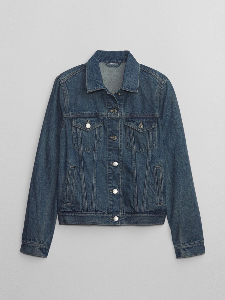 Giacca corta in denim acid wash Donna_0