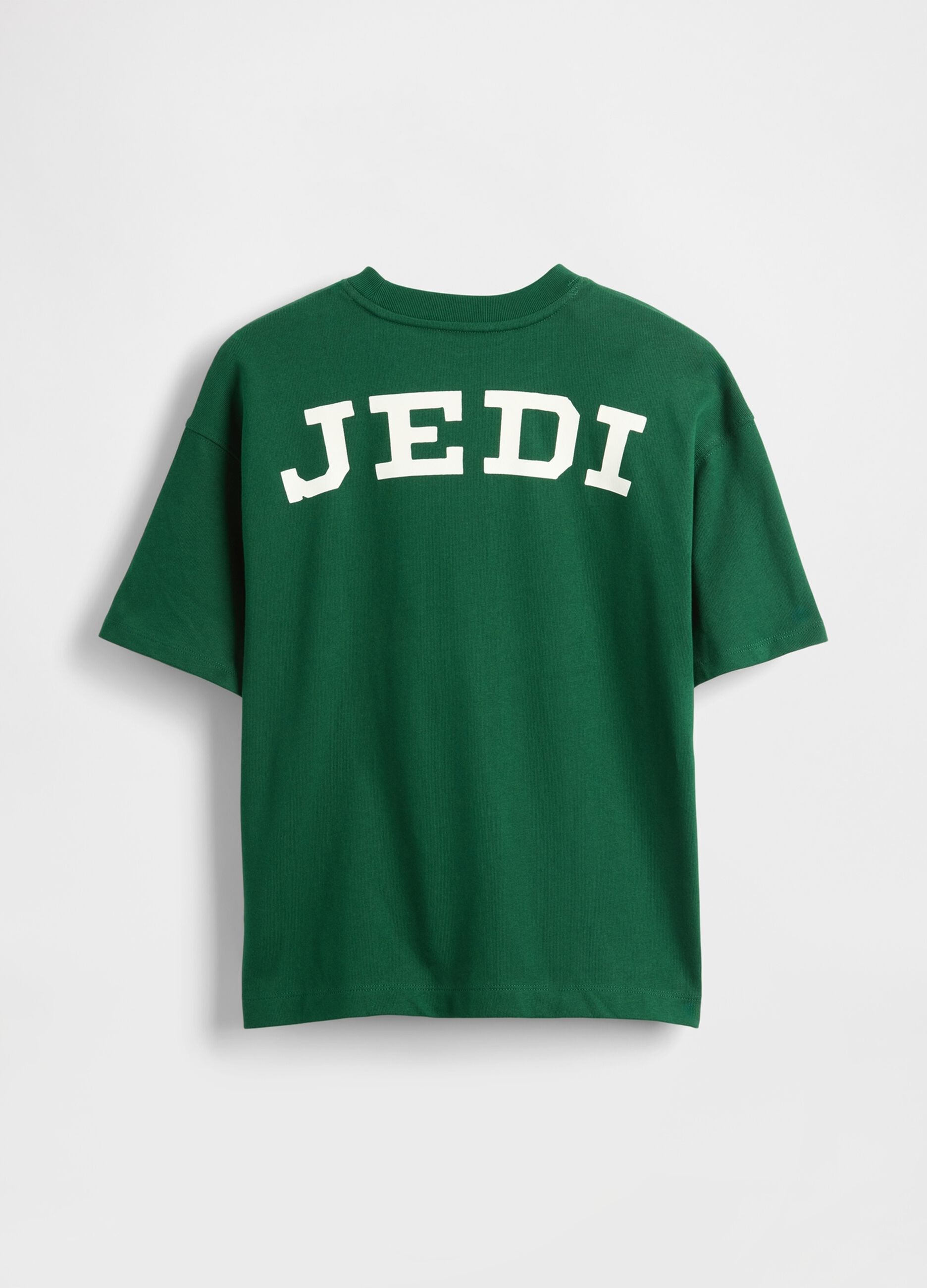 T-shirt verde in cotone con stampa_1