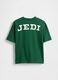 T-shirt verde in cotone con stampa_1