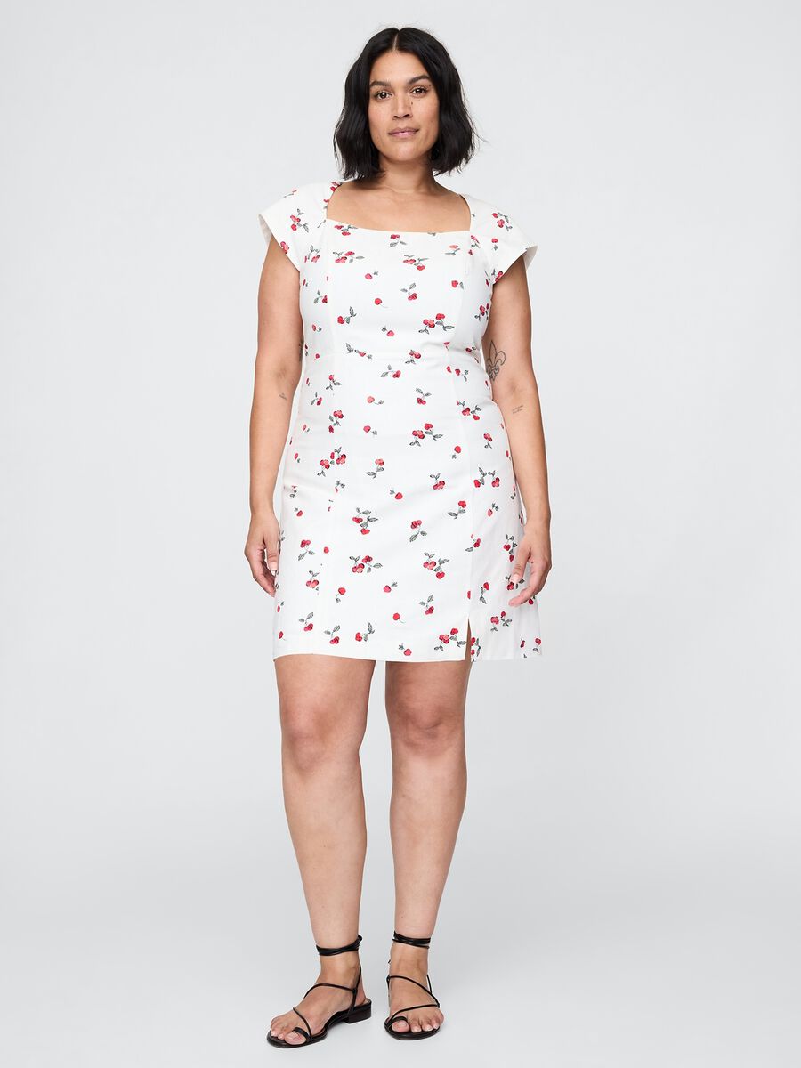 Abito corto con stampa floreale Bianco Donna_3