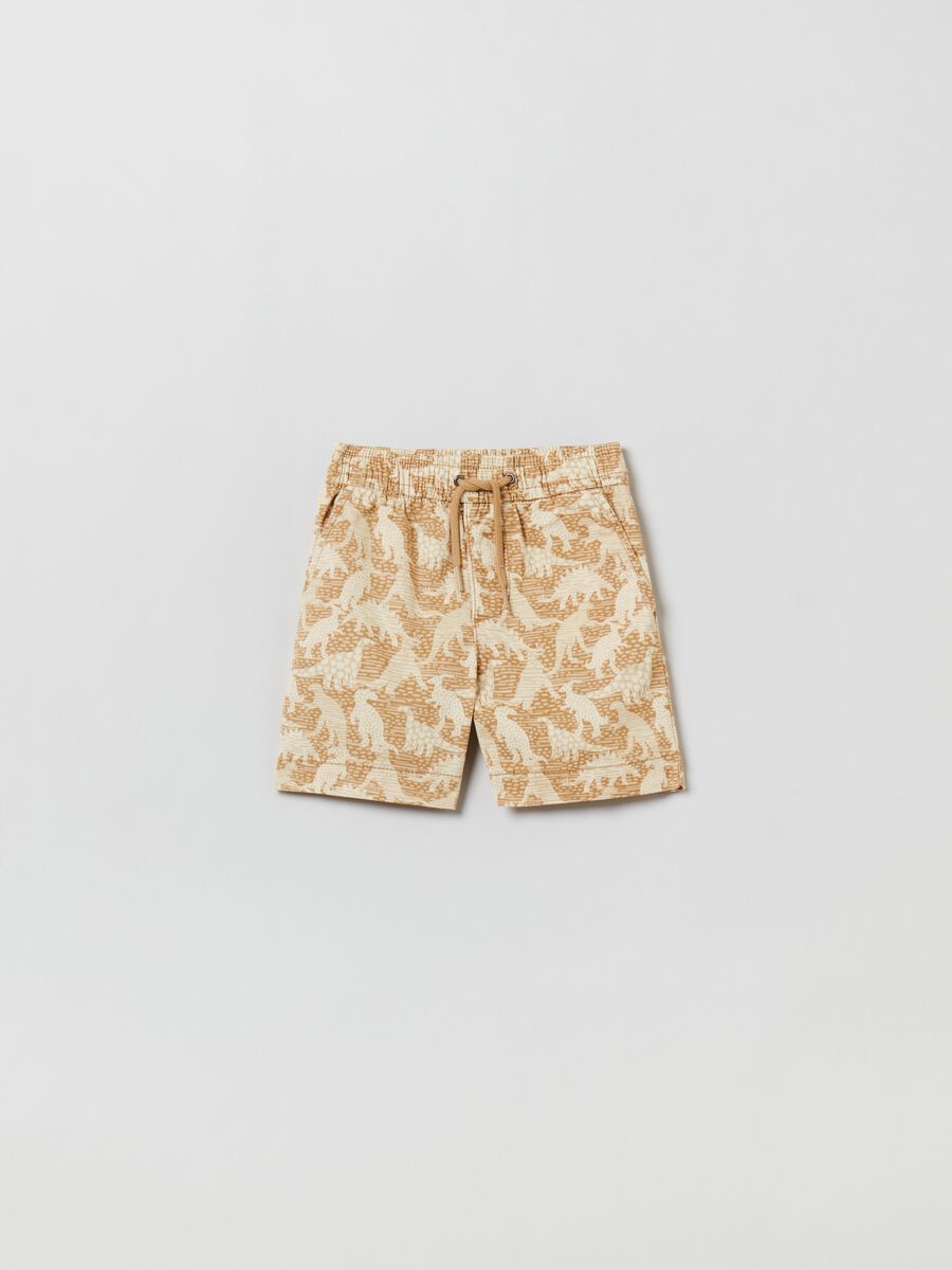 Bermuda shorts with drawstring and dinosaur print Toddler Boy_0