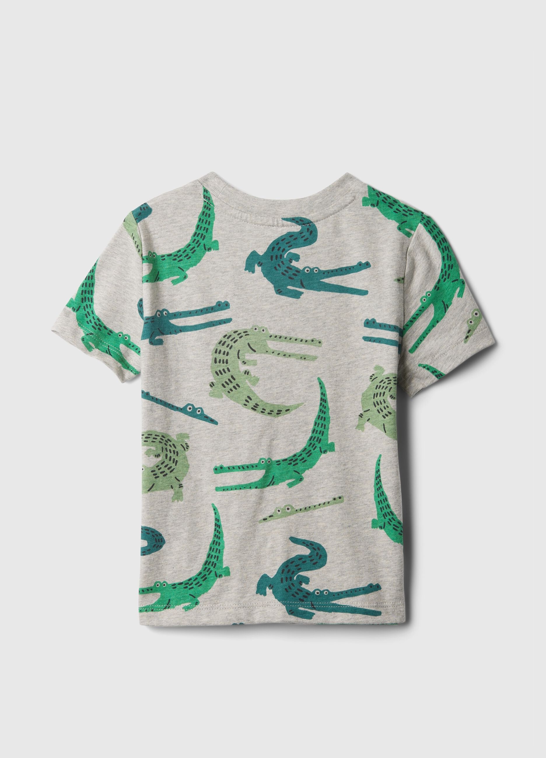 T-shirt with crocodile print and pocket with embroidery_1
