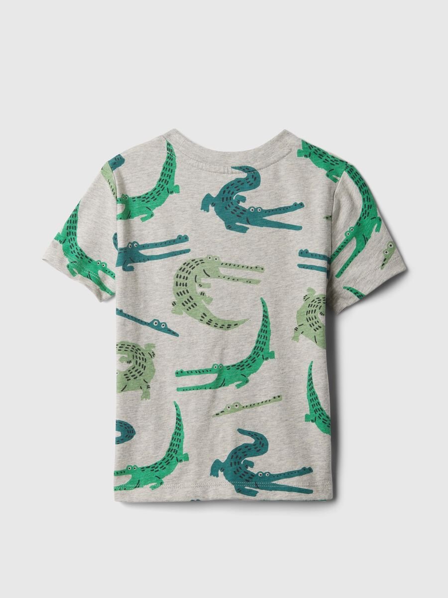 T-shirt with crocodile print and pocket with embroidery Baby Boy_1