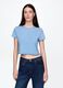 T-shirt cropped azzurra in cotone_0