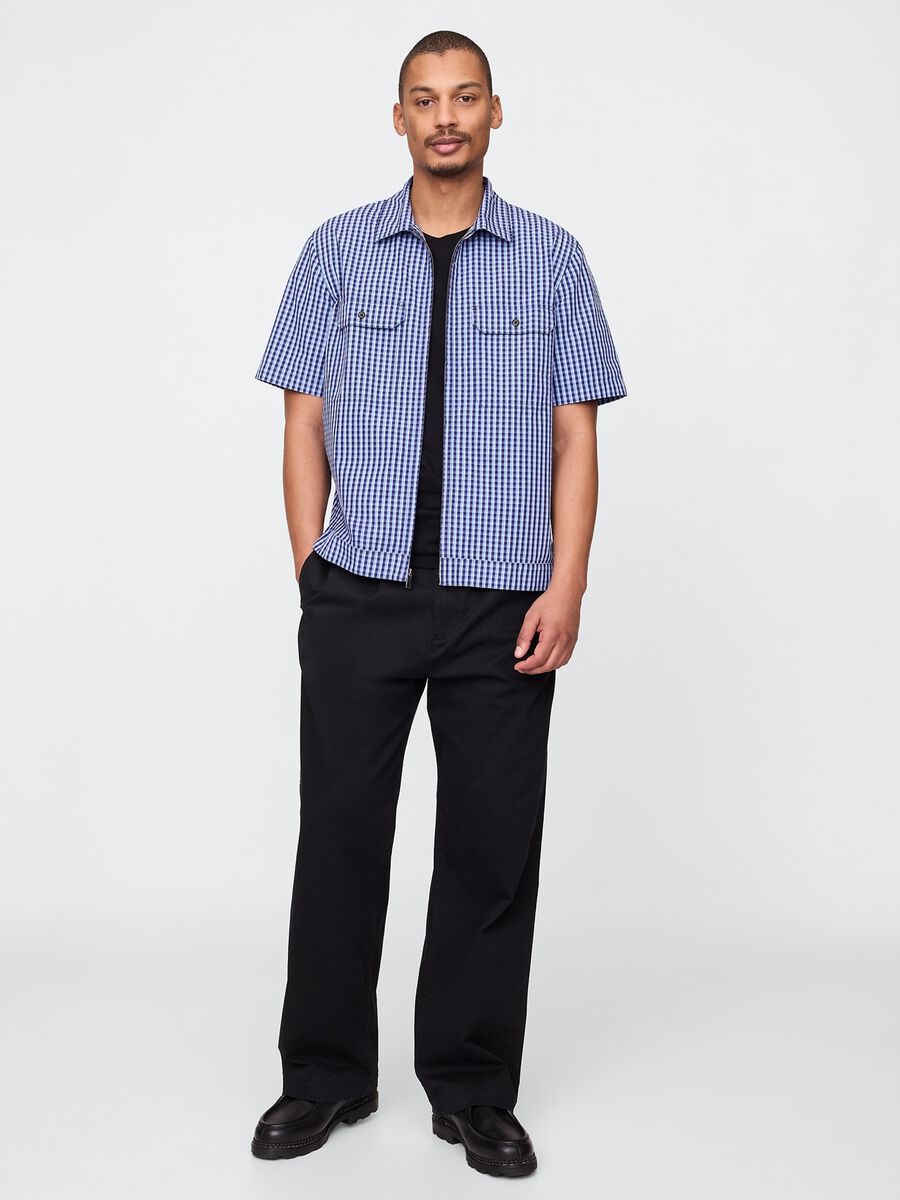 Camicia checked blu a mezze maniche Man_1
