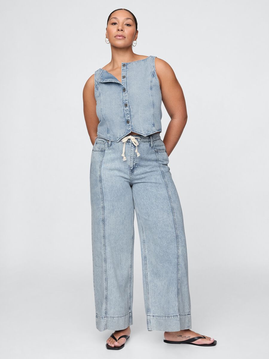 Pantaloni ampi in denim chiaro Gap Donna_4