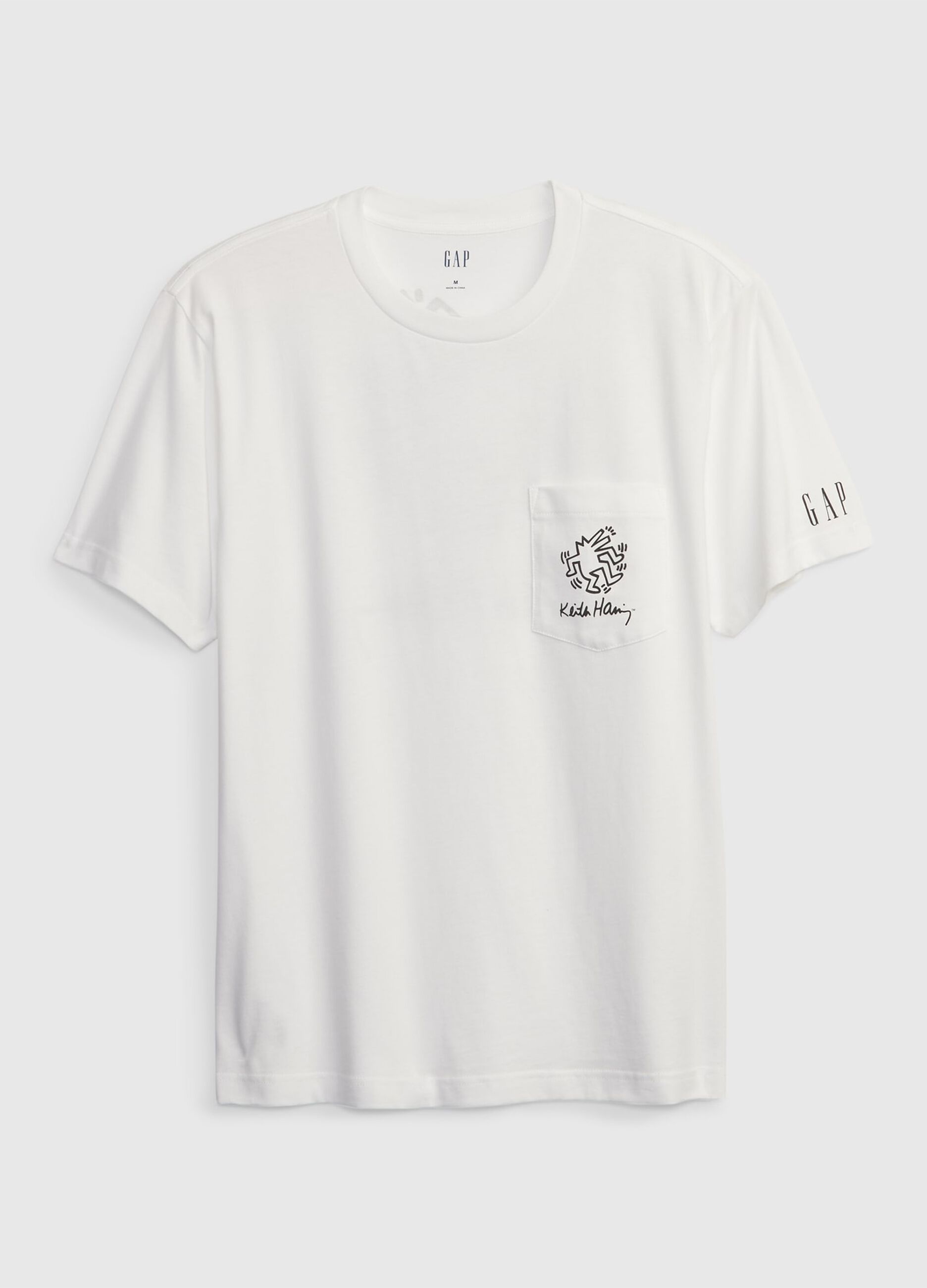 T-shirt con tasca stampa Keith Haring