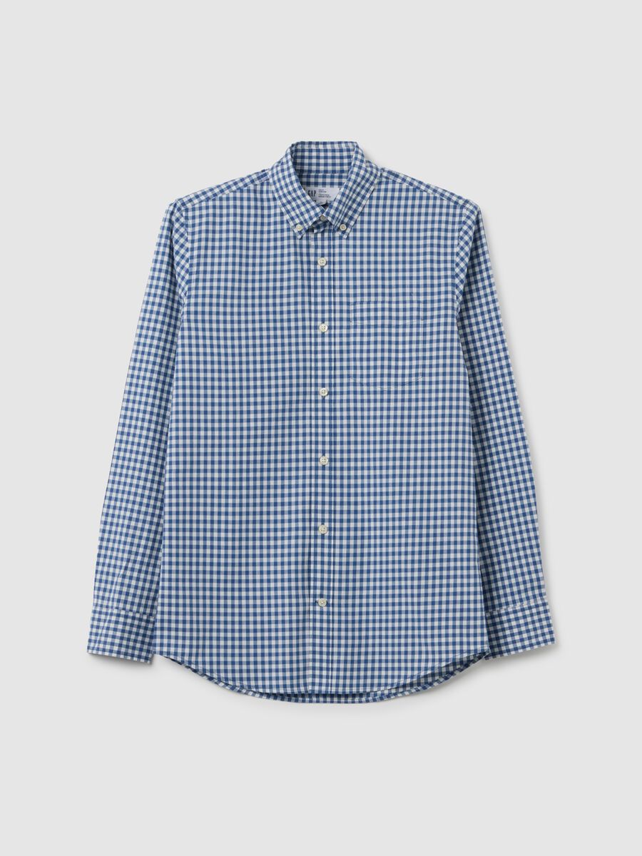 Slim-fit shirt in gingham poplin Man_1