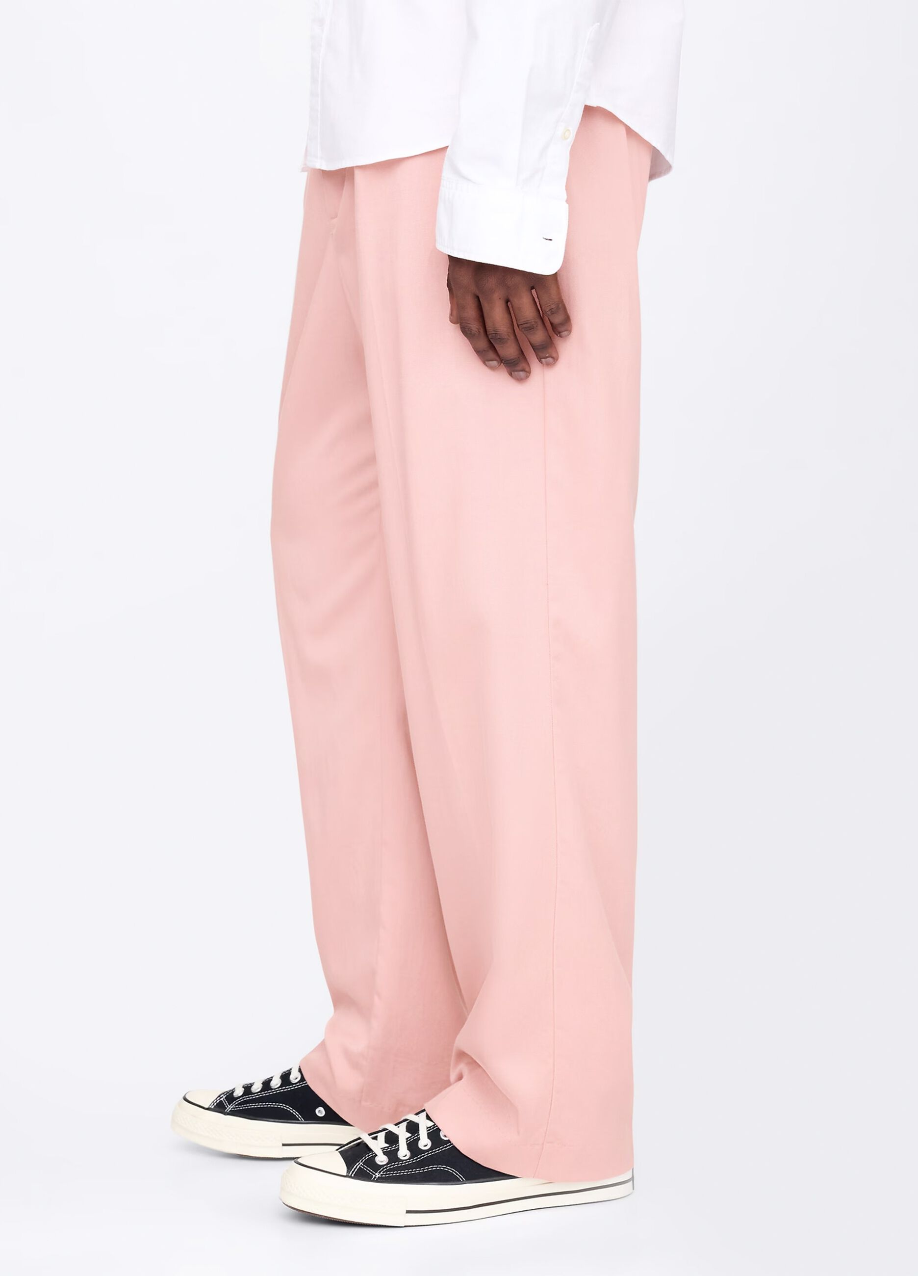 Pink wide-leg trousers in Lyocell and cotton_3
