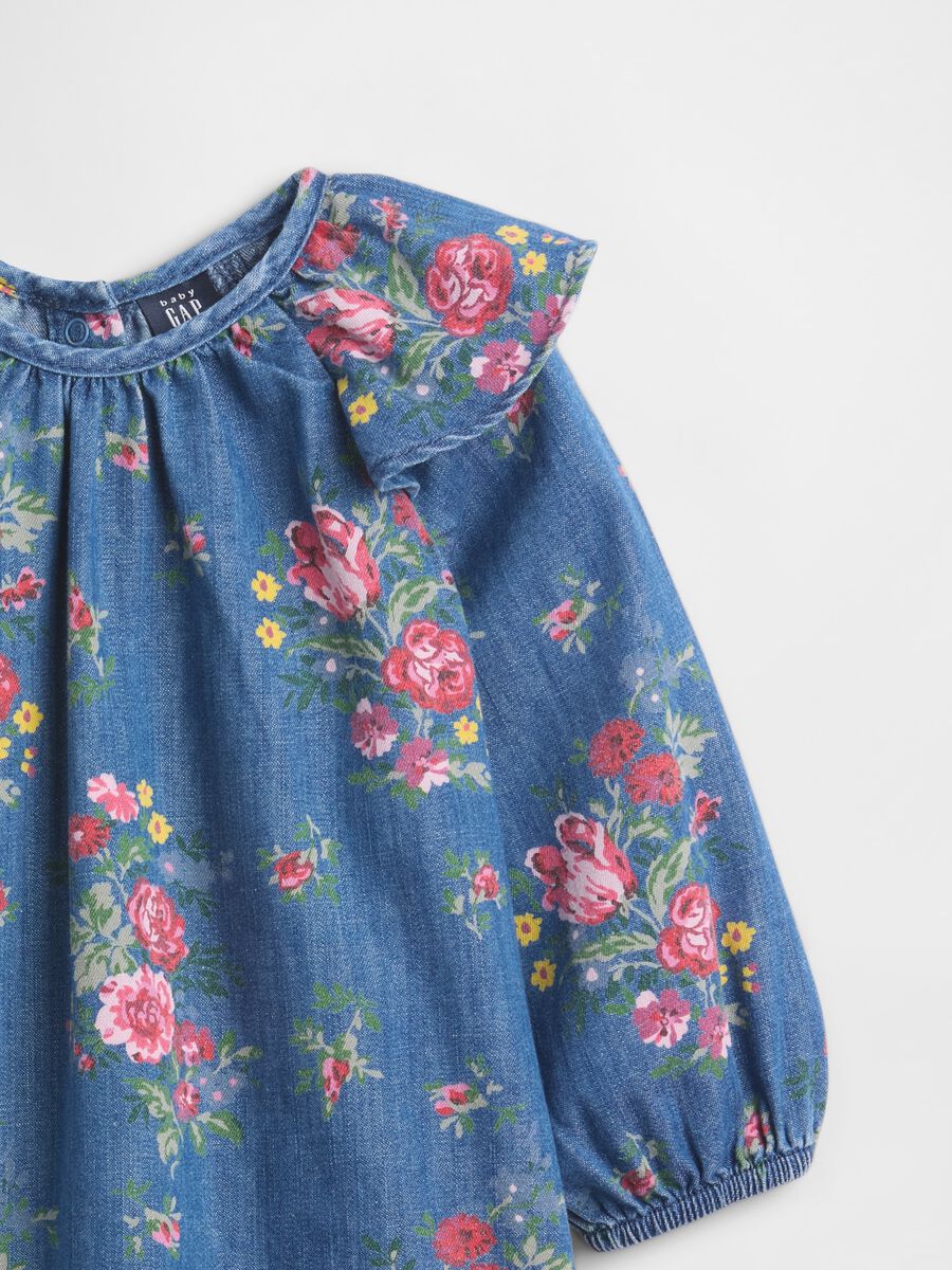 Abito denim con stampa floreale Neonato_2
