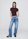 T-shirt viola elasticizzata a maniche corte_1