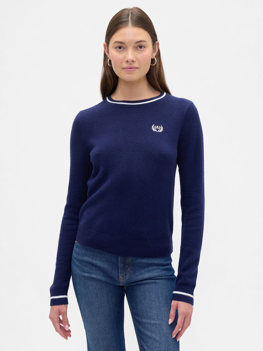 Blue Cotton Blend Jumper Woman_0