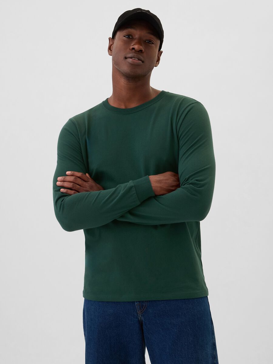 T-shirt a maniche lunghe in cotone Uomo_0