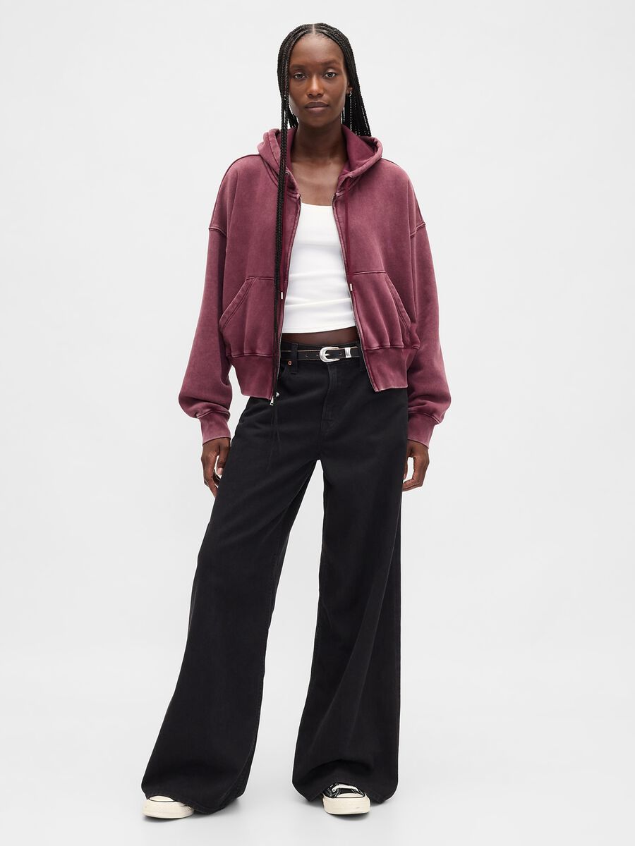Felpa viola con cappuccio full zip Donna_2