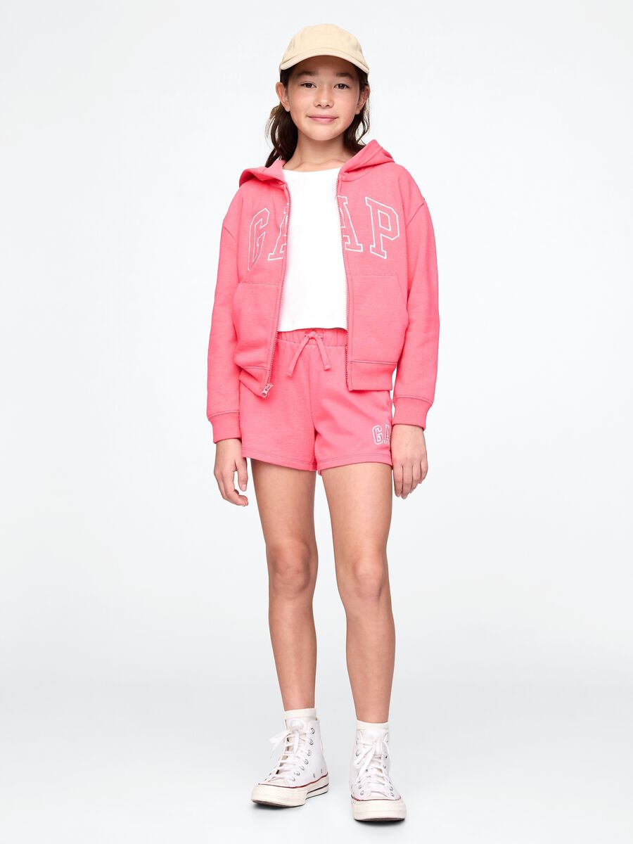 Girls' Regular Fit Pink Cotton Blend Hoodie with Zip Girl_2