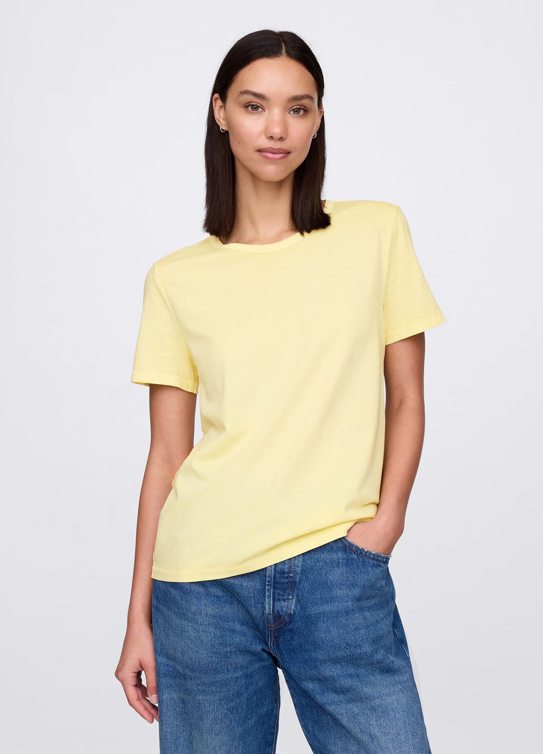 T-shirt gialla in puro cotone