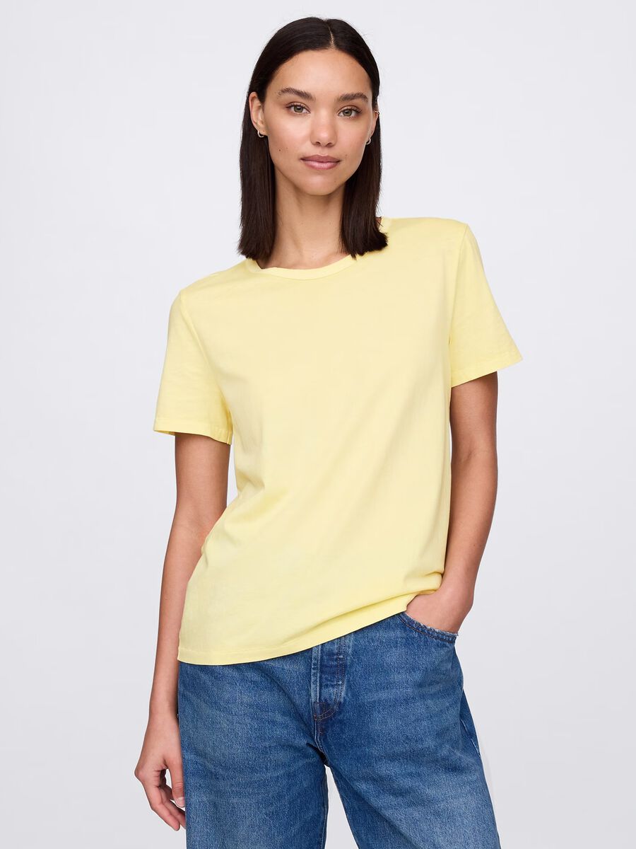 T-shirt gialla in puro cotone Donna_0