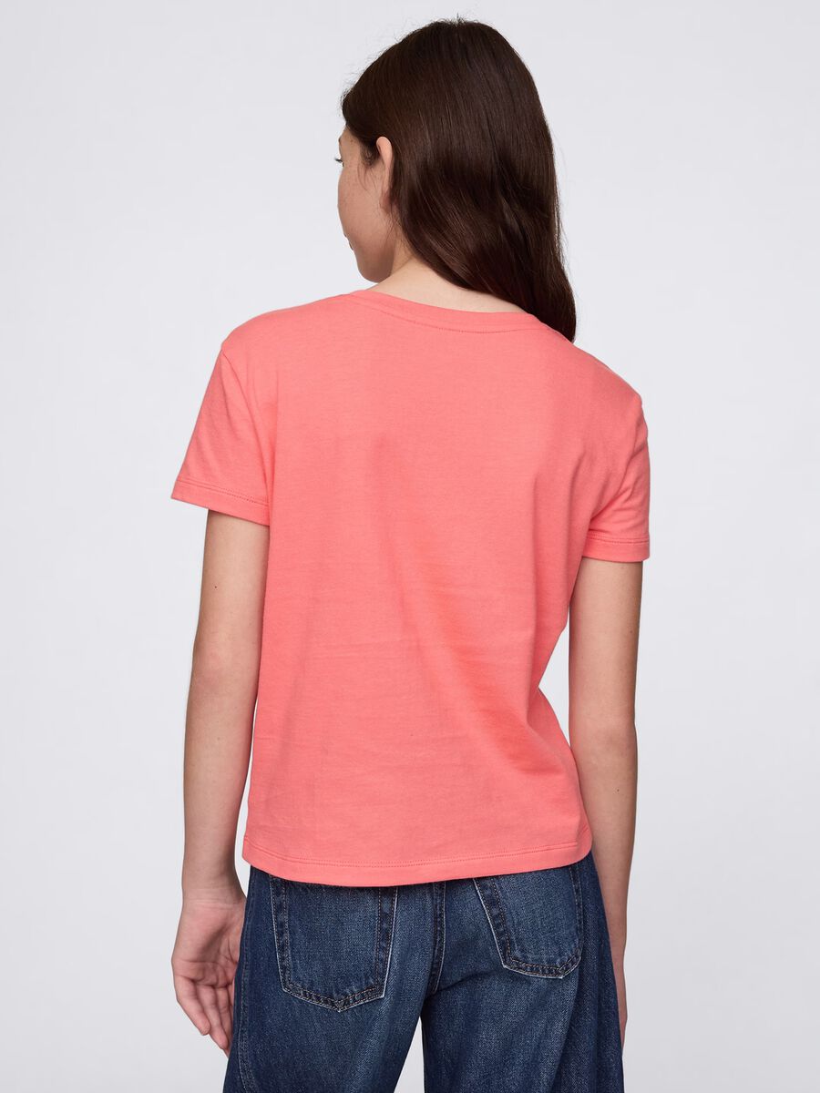 T-shirt rosa in cotone con stampa fiori Bambina_1