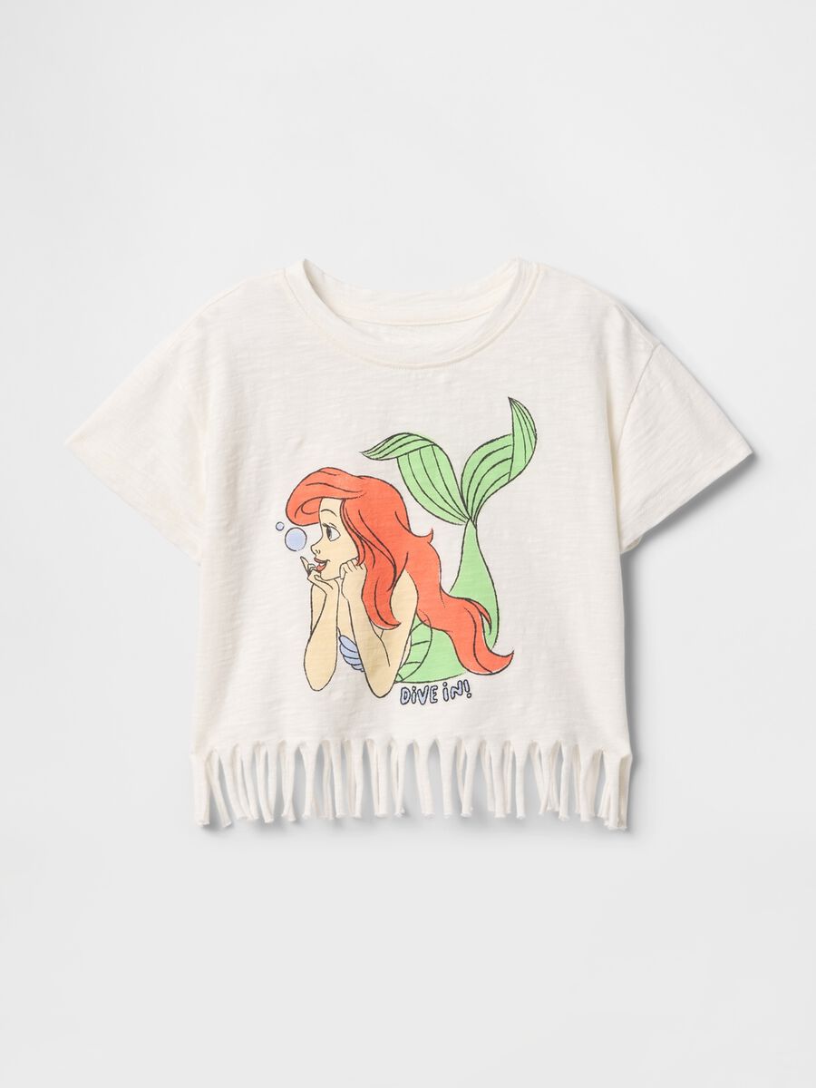 T-shirt bianca a frange con stampa sirena GAP Kids Bimba_0