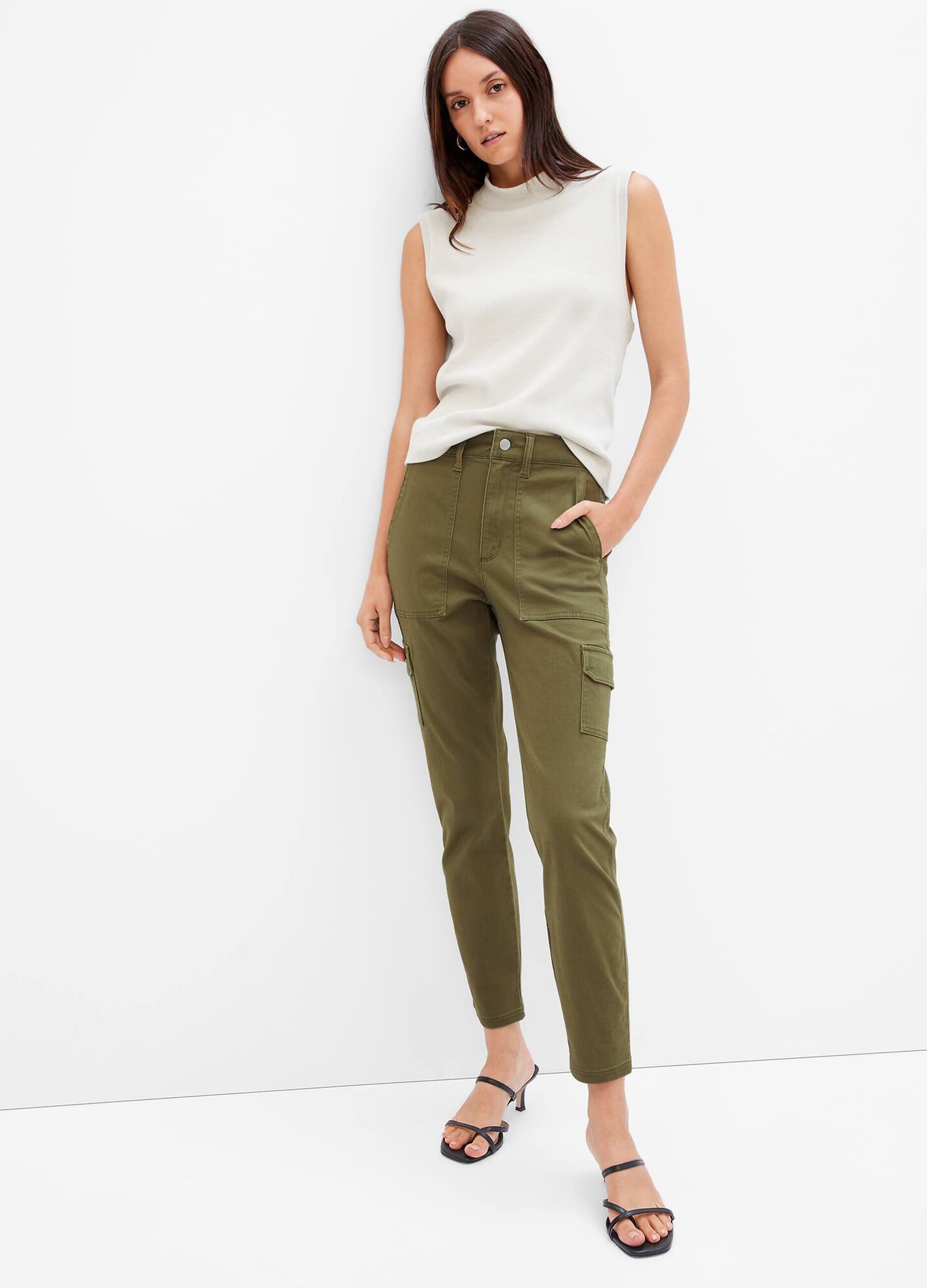 Solid colour cargo trousers_0