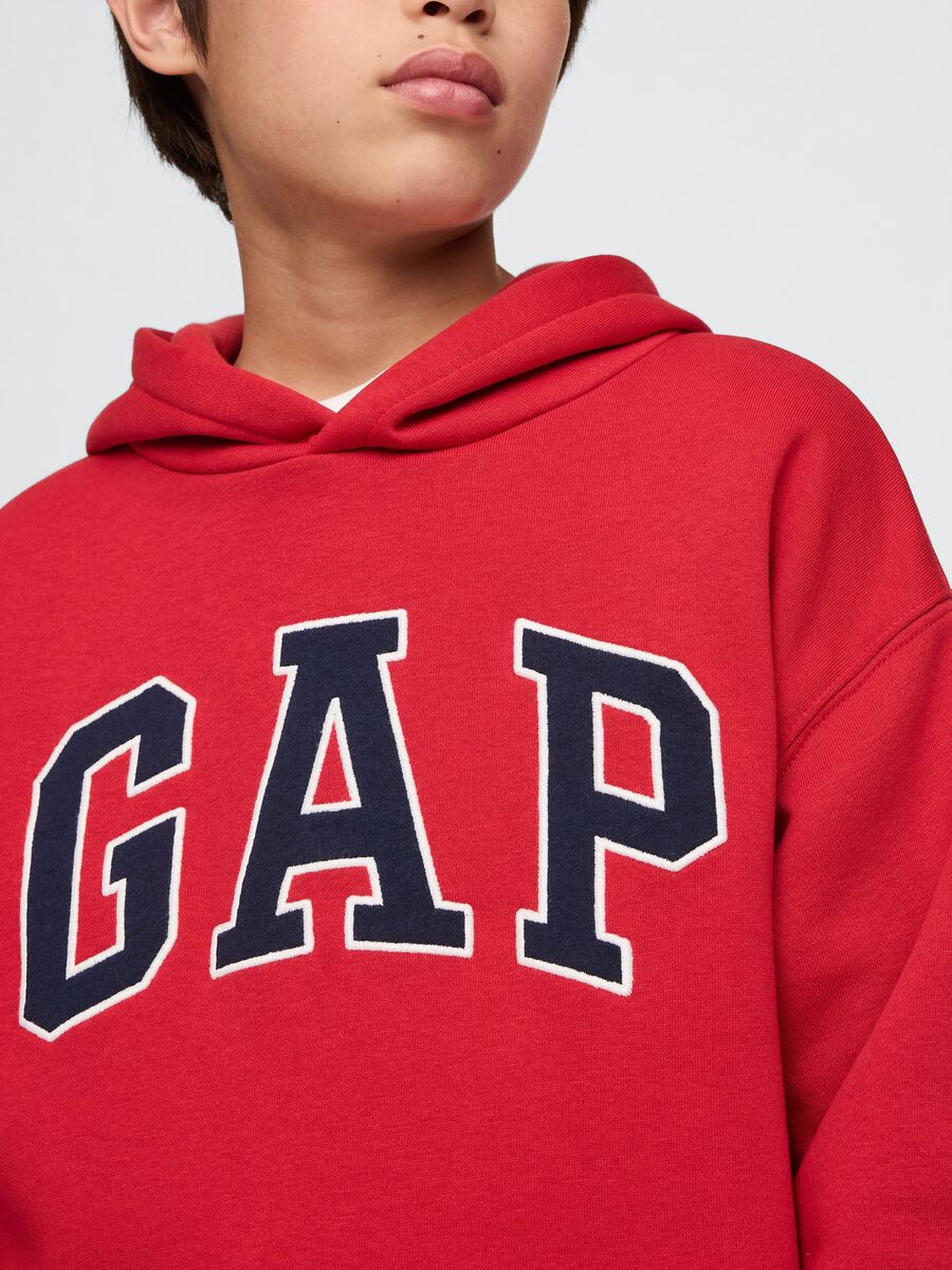 Felpa rossa con cappuccio e logo GAP Bambino_3