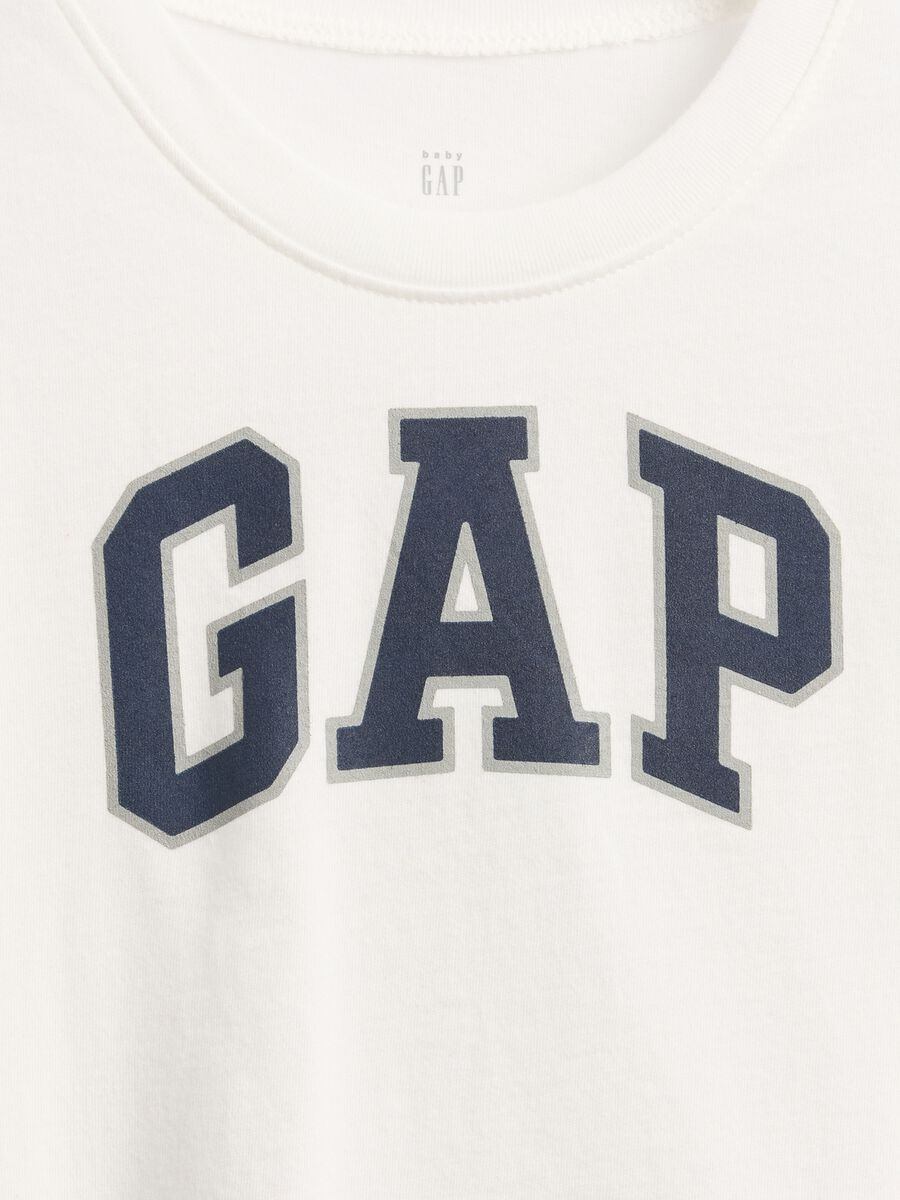 T-shirt bianca a maniche lunghe in cotone Bambino_2