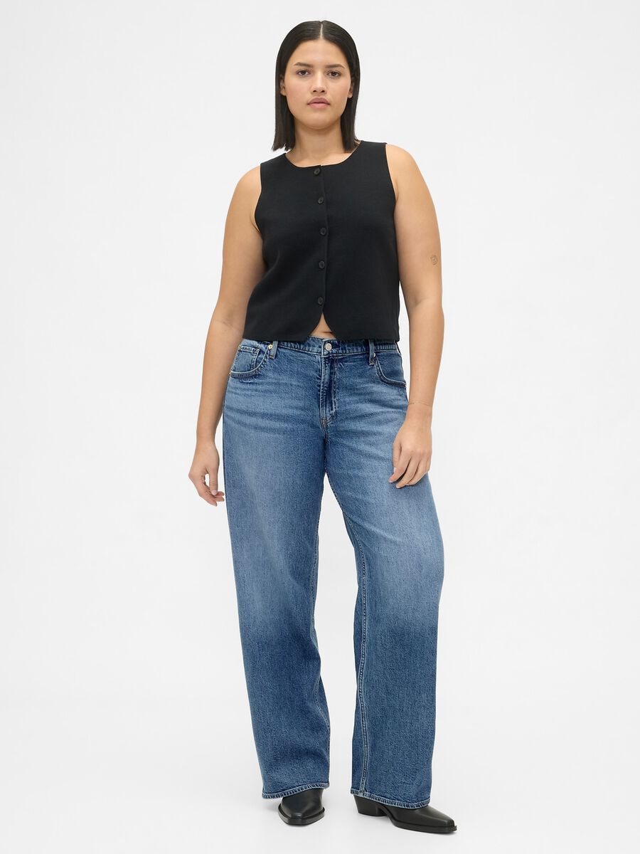 Jeans denim elasticizzati a gamba ampia Donna_4