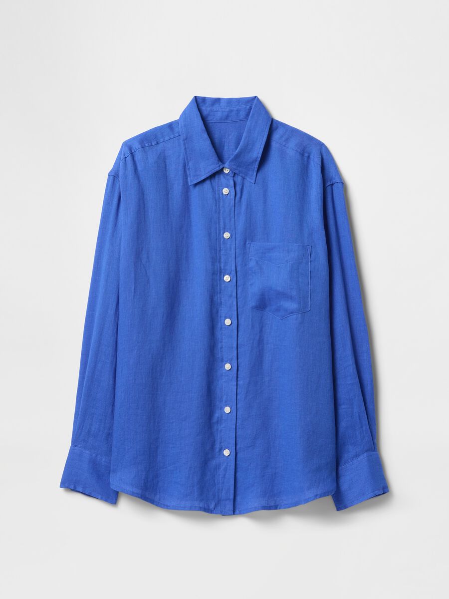 Camicia blu in puro lino Gap Donna_3