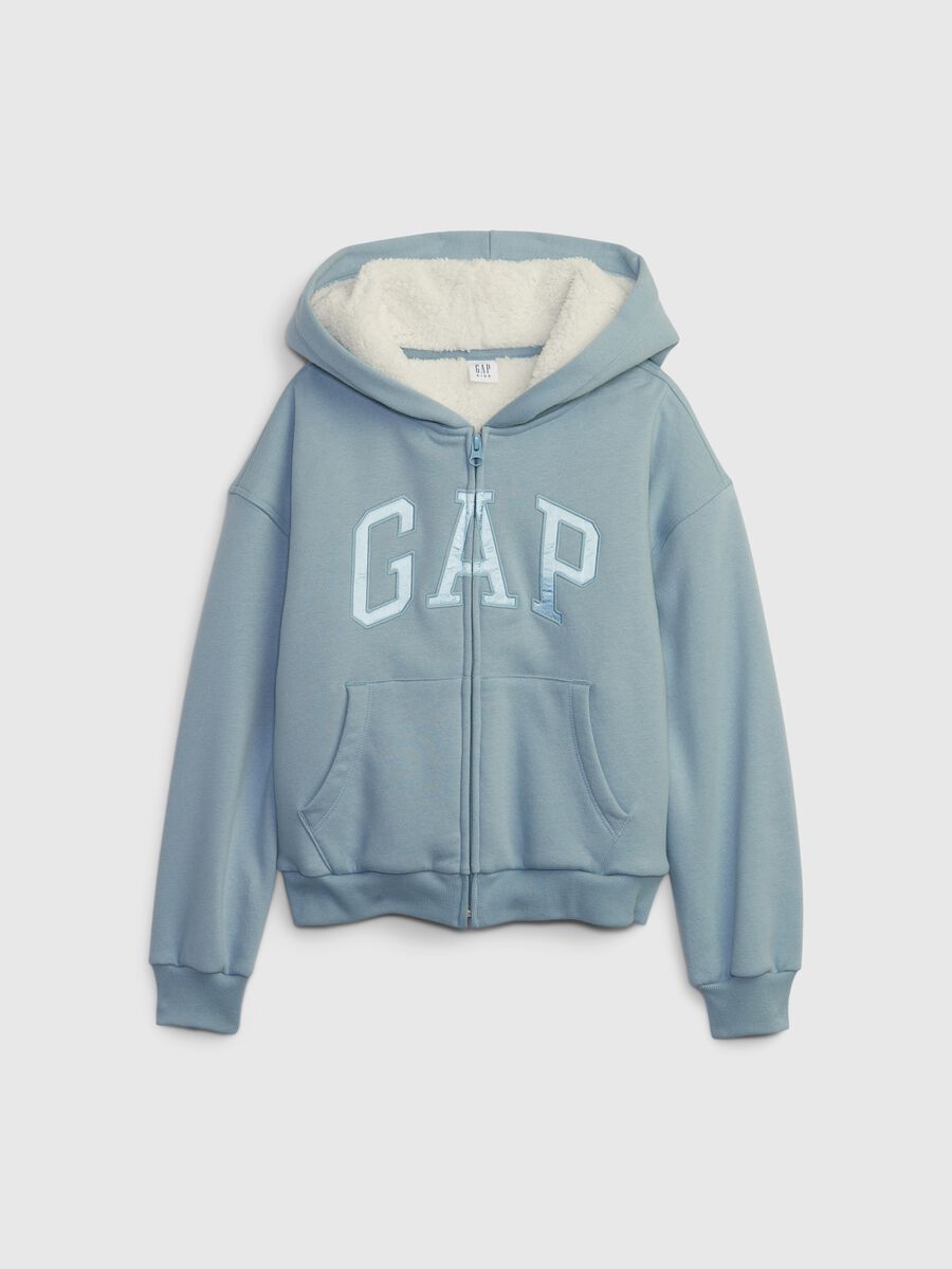 Full-zip sweatshirt with metallic-effect logo embroidery Girl_0