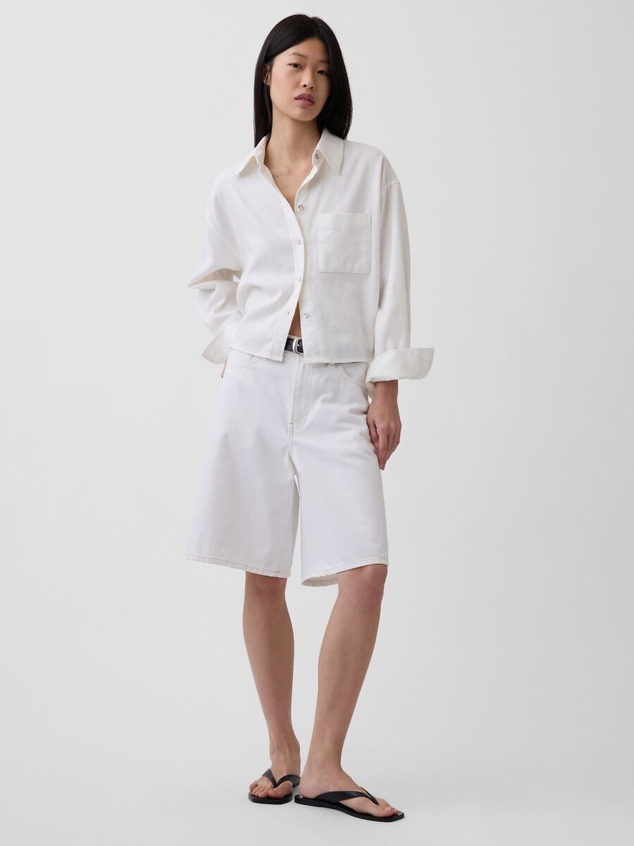 Camicia in puro cotone con tasca applicata Donna_4