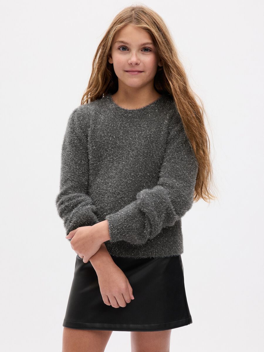 Pullover in filato peloso con lurex Bambina_0