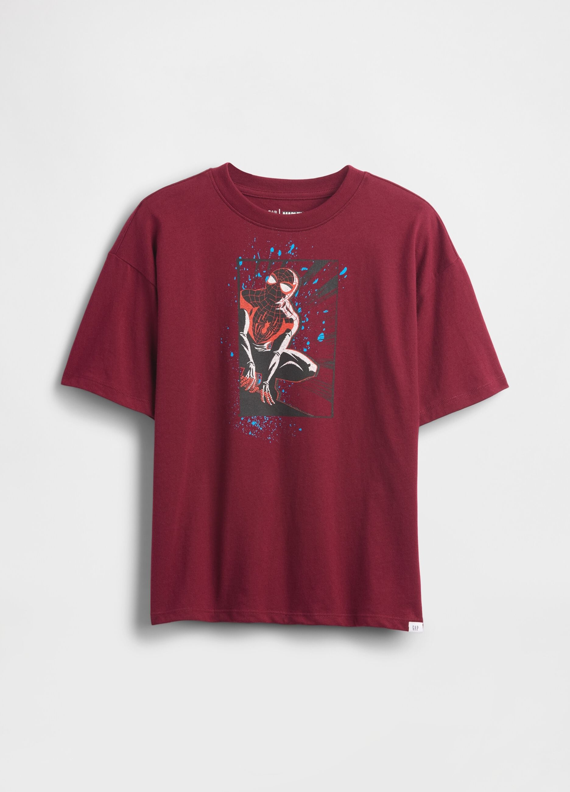 T-shirt rossa in cotone con stampa Marvel