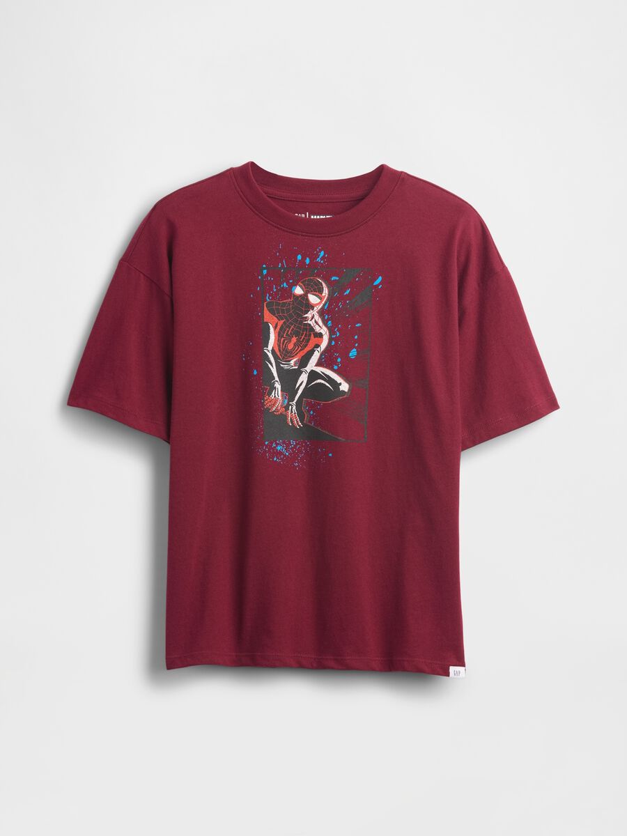 T-shirt rossa in cotone con stampa Marvel Bambino_0