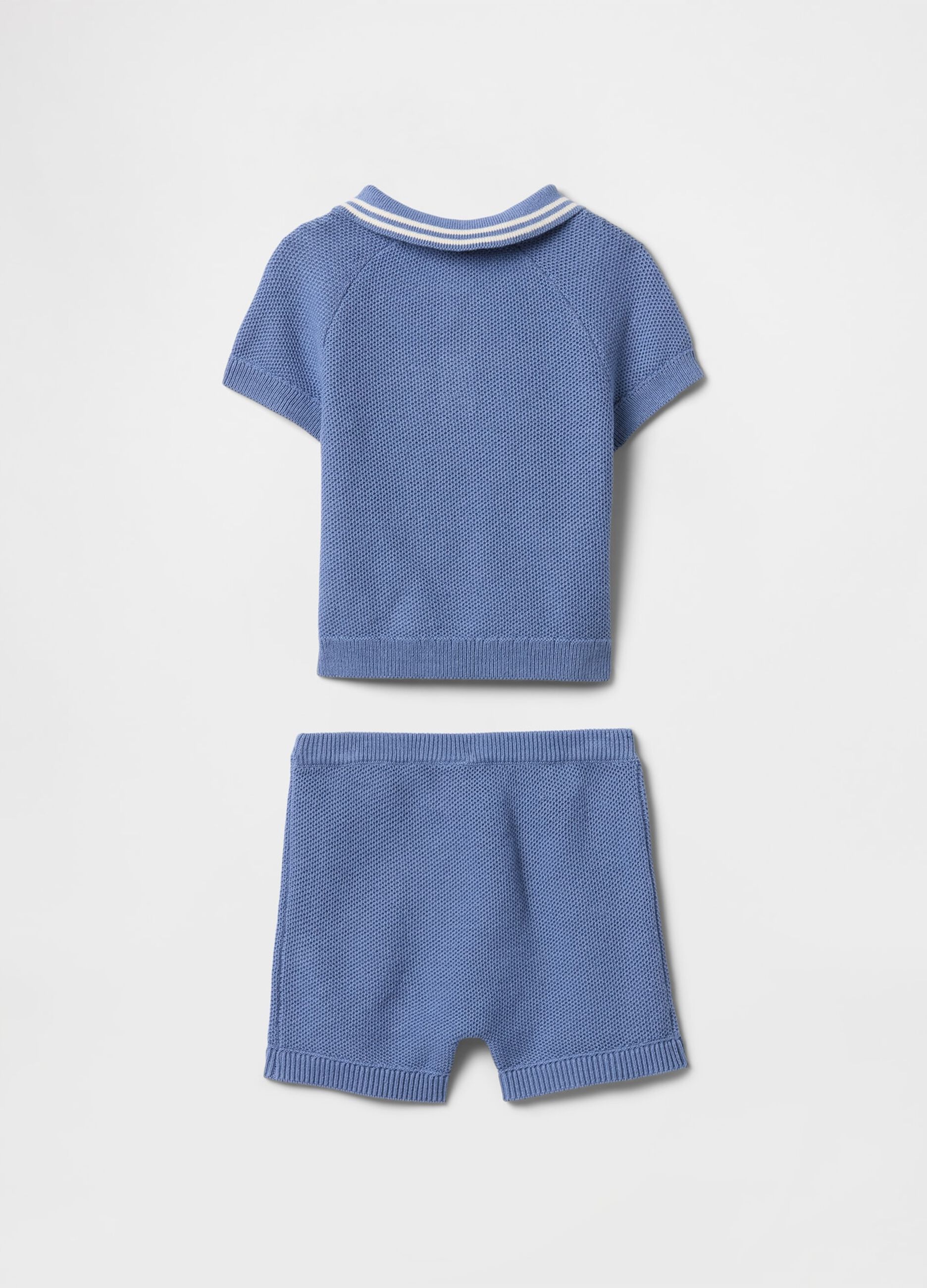 Set maglietta e shorts in cotone blu_1