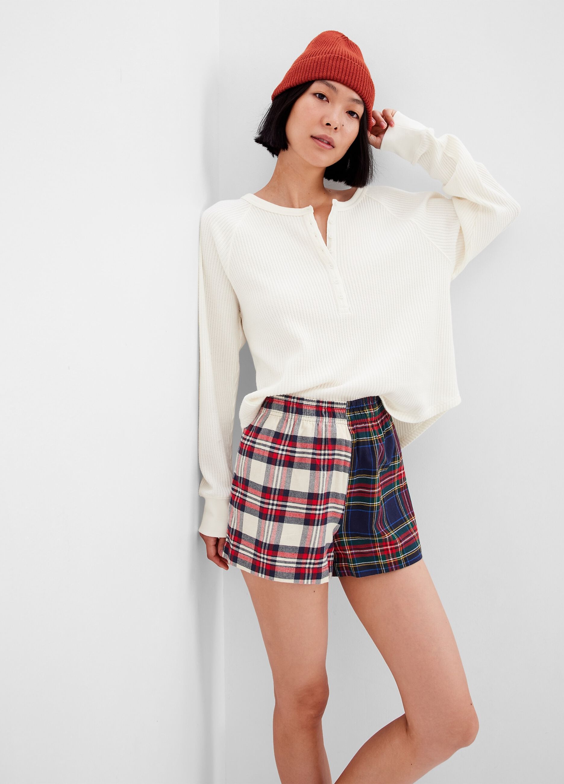 Pyjama shorts with check pattern