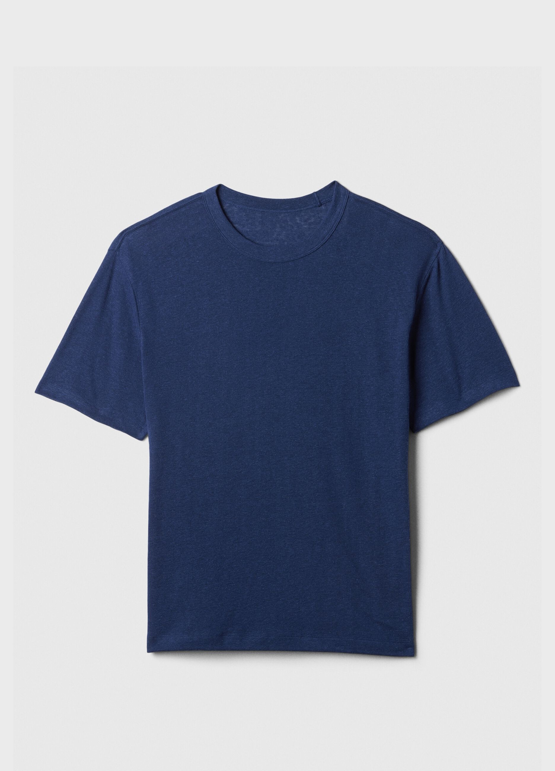 T-shirt girocollo in misto lino_2