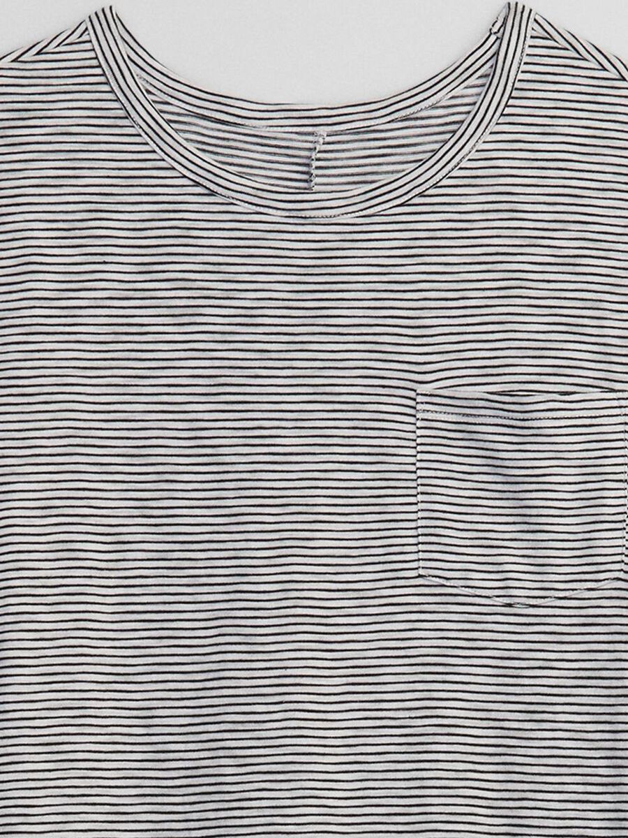 Cotton T-shirt dress with thin stripes Woman_5
