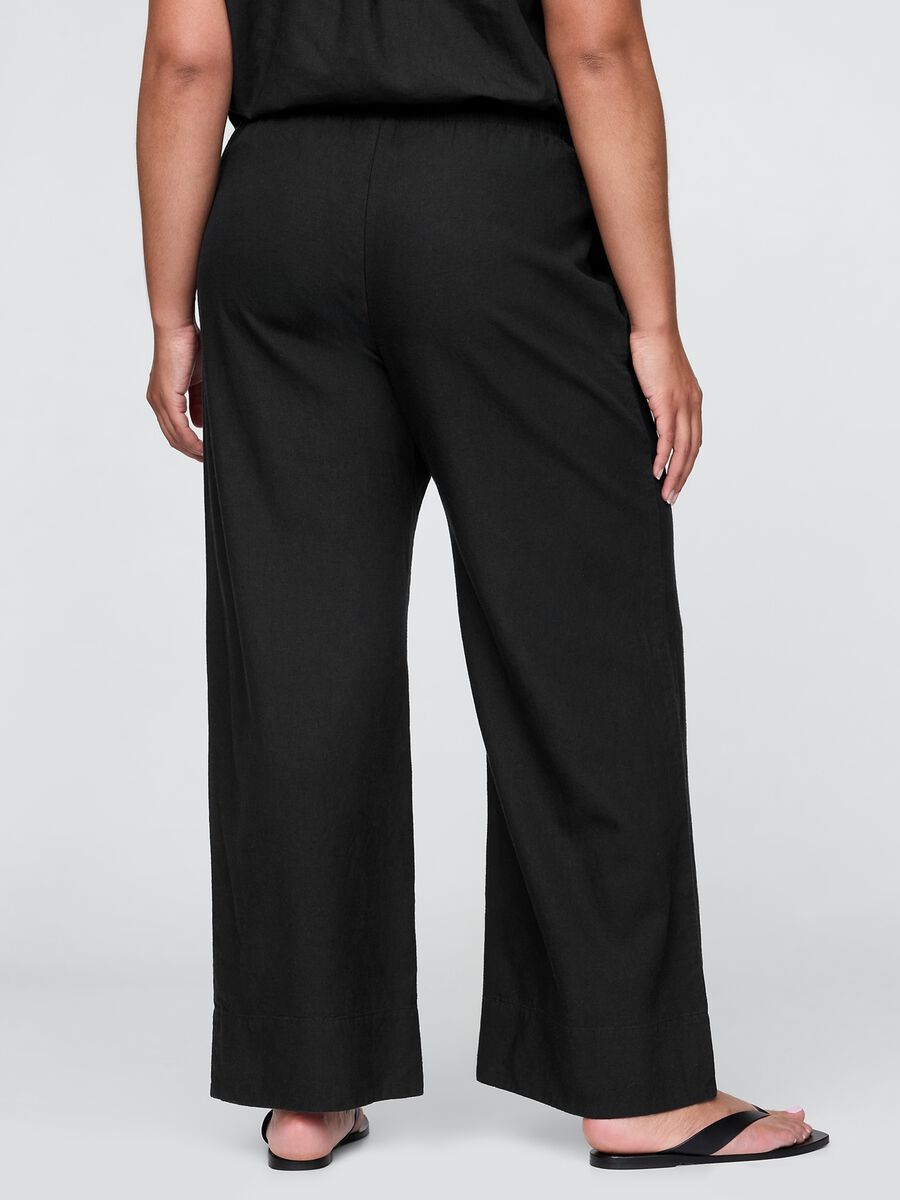 Pantaloni larghi neri in misto lino e viscosa Gap Donna_5