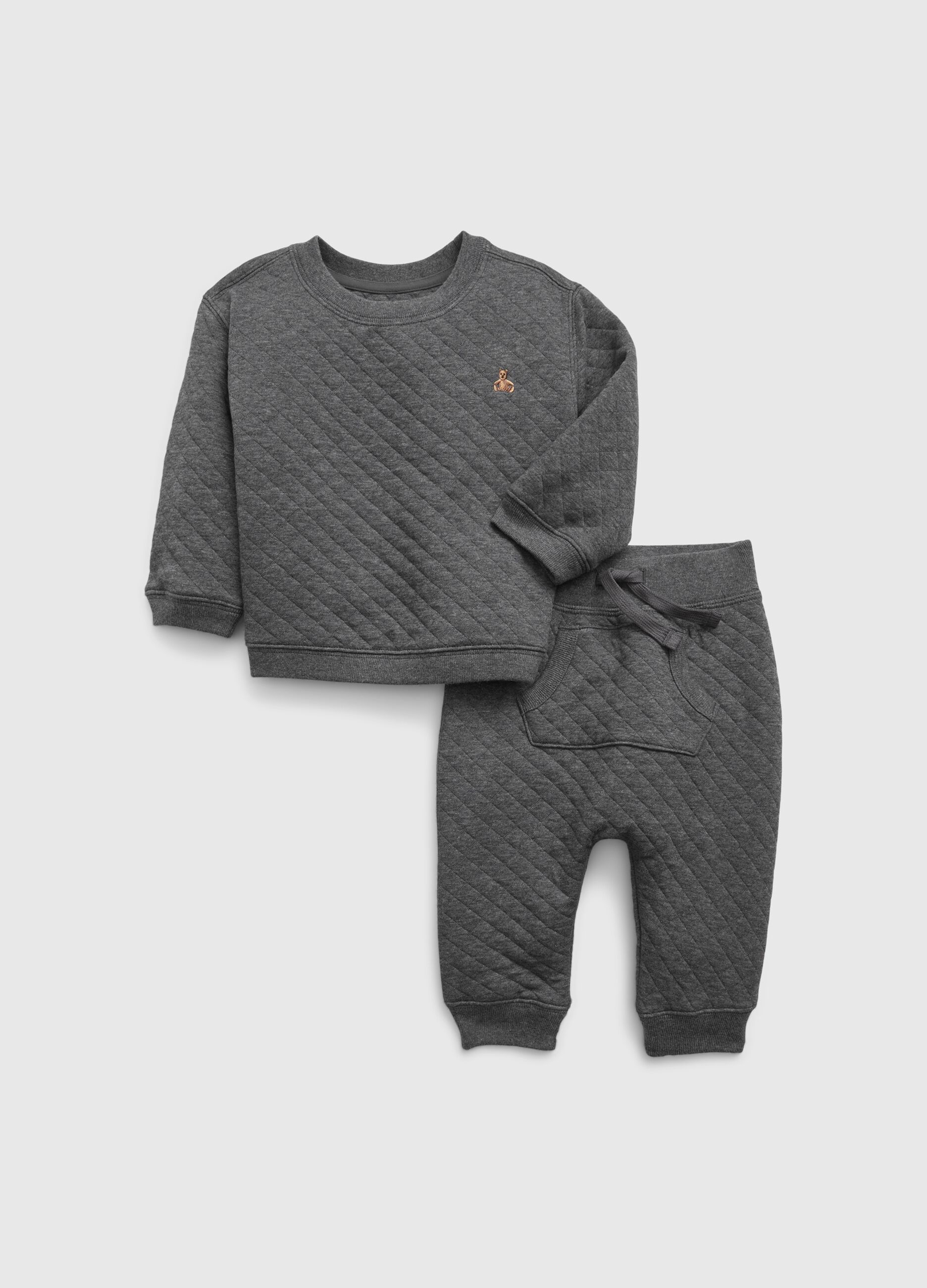 Top and joggers set in quilted plush