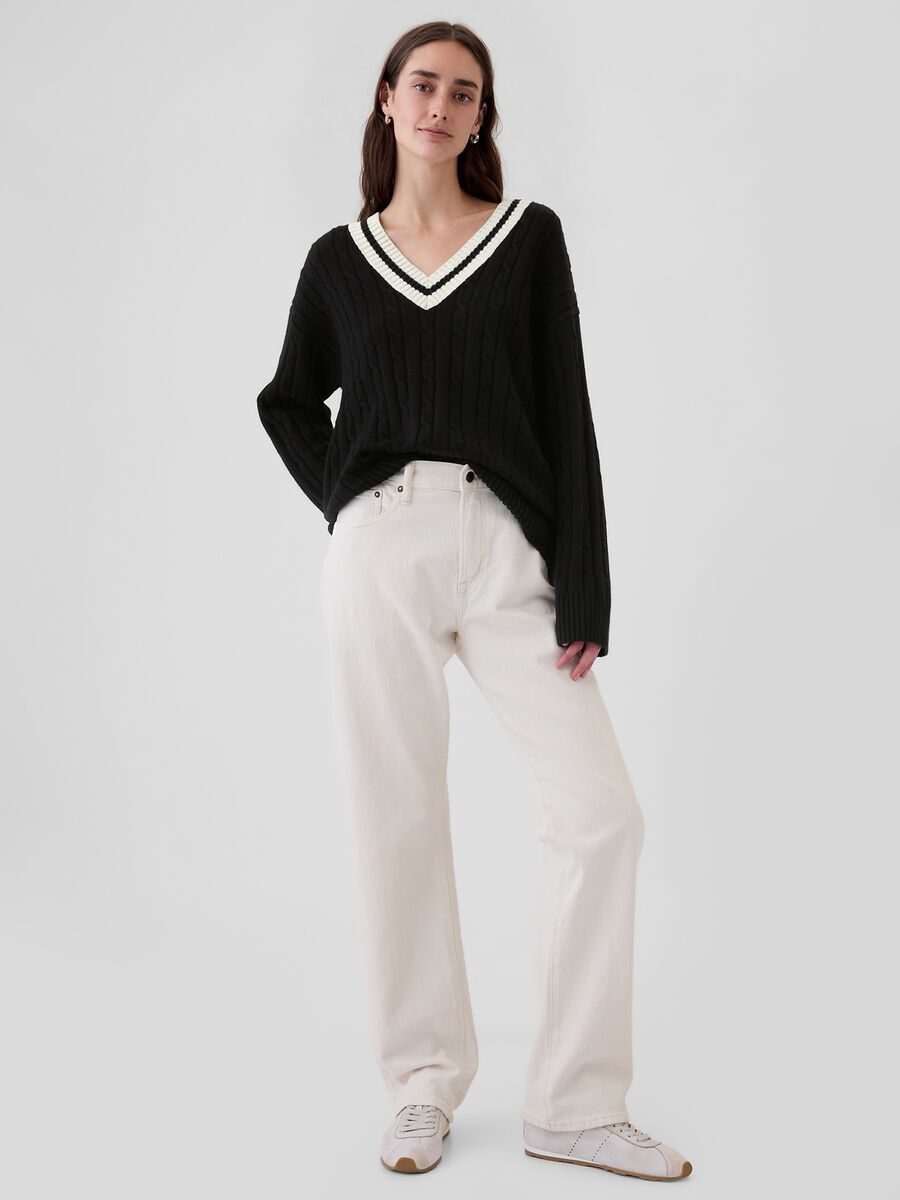 Pullover oversize con profili rigati Donna_1