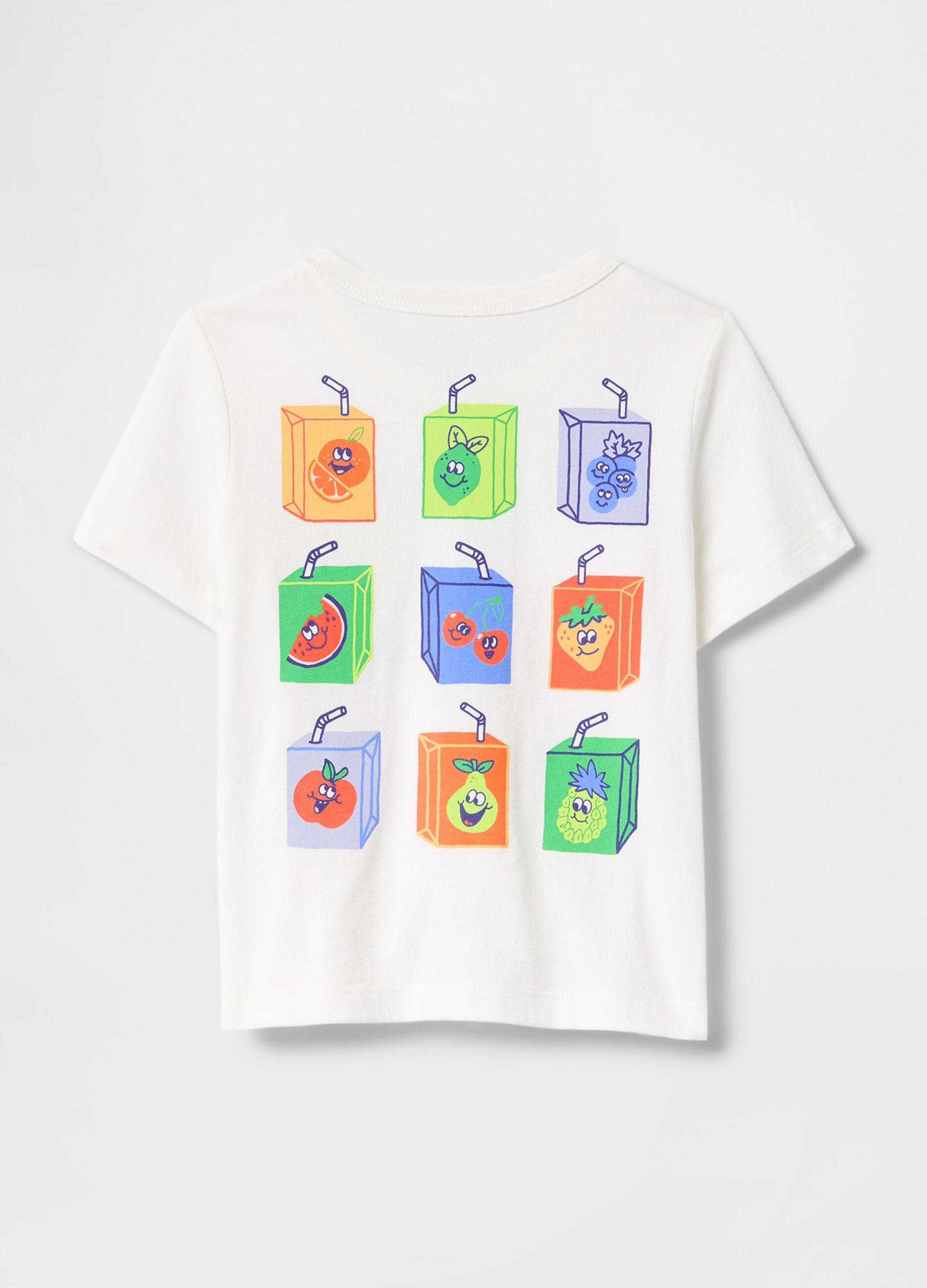 T-shirt bianca con grafica succo di frutta_1