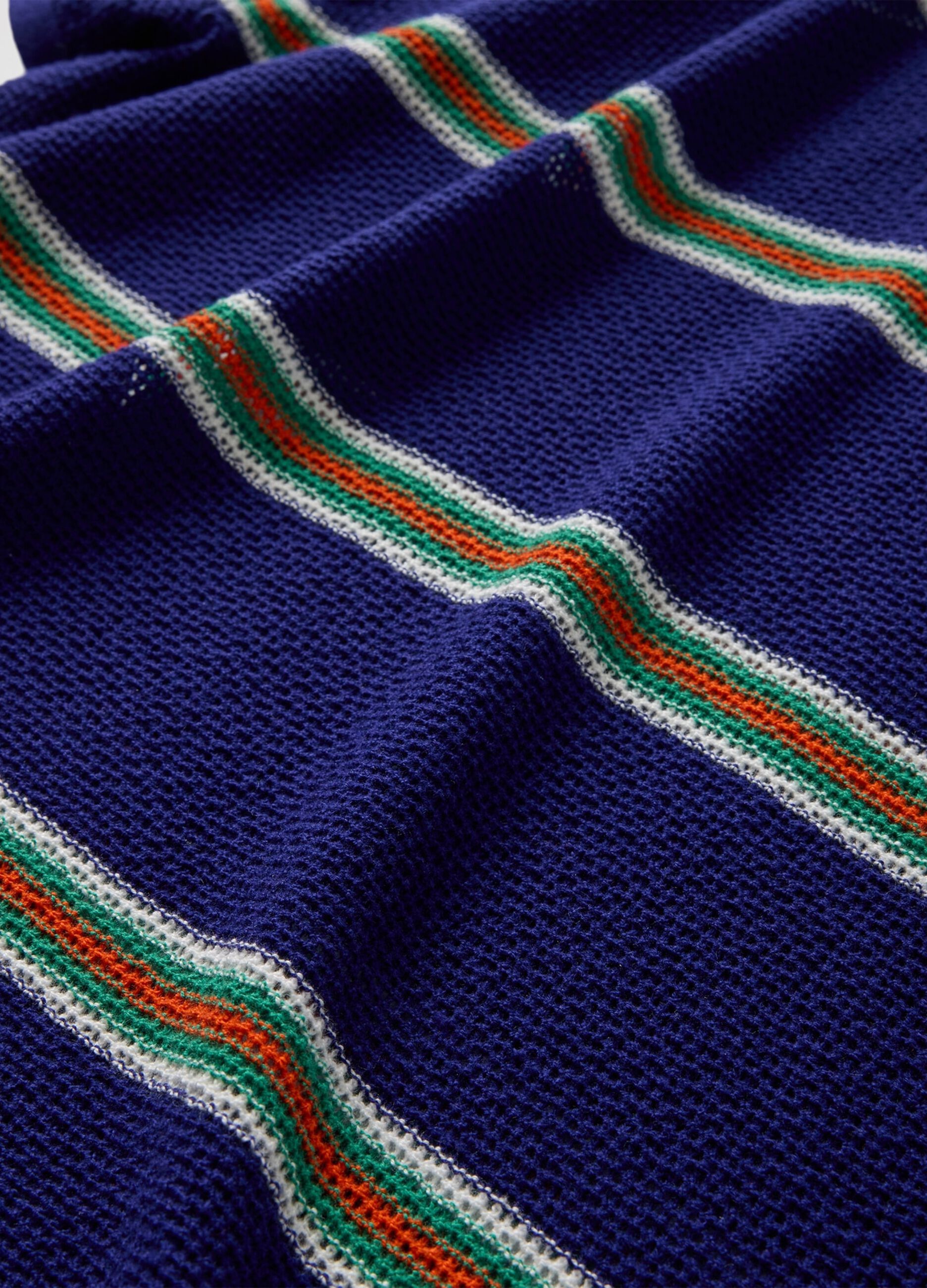 Polo a righe blu in misto cotone_4