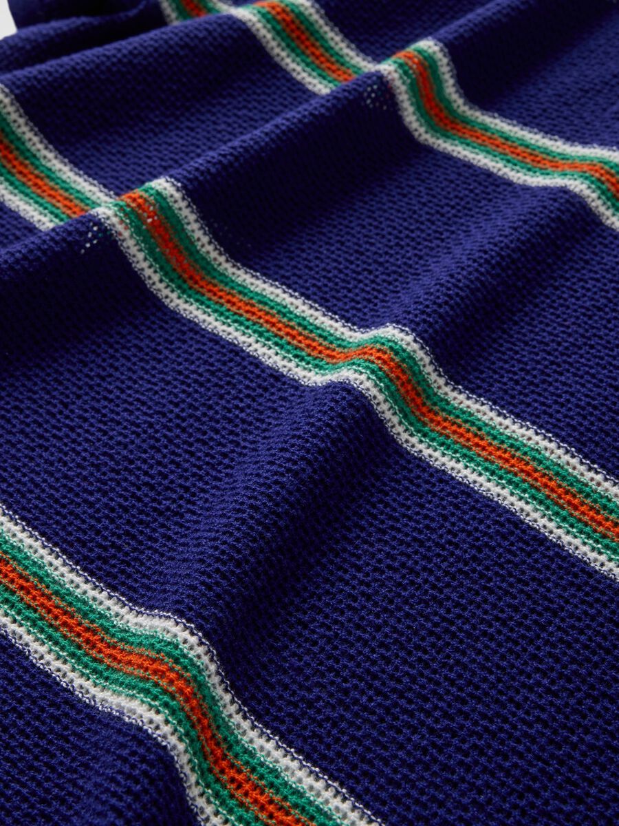 Polo a righe blu in misto cotone Uomo_4