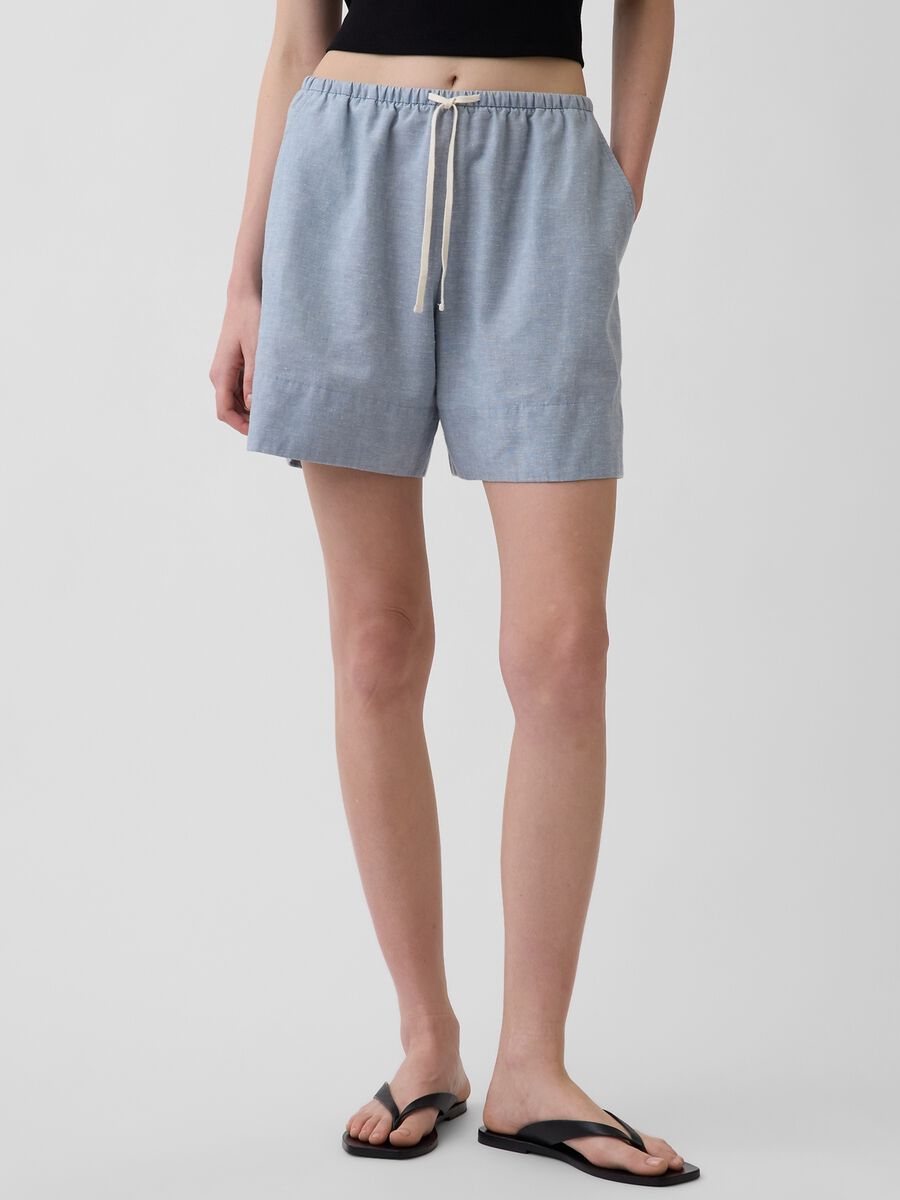 Shorts in misto lino Donna_1