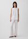 Pantaloni wide leg in misto lino_0