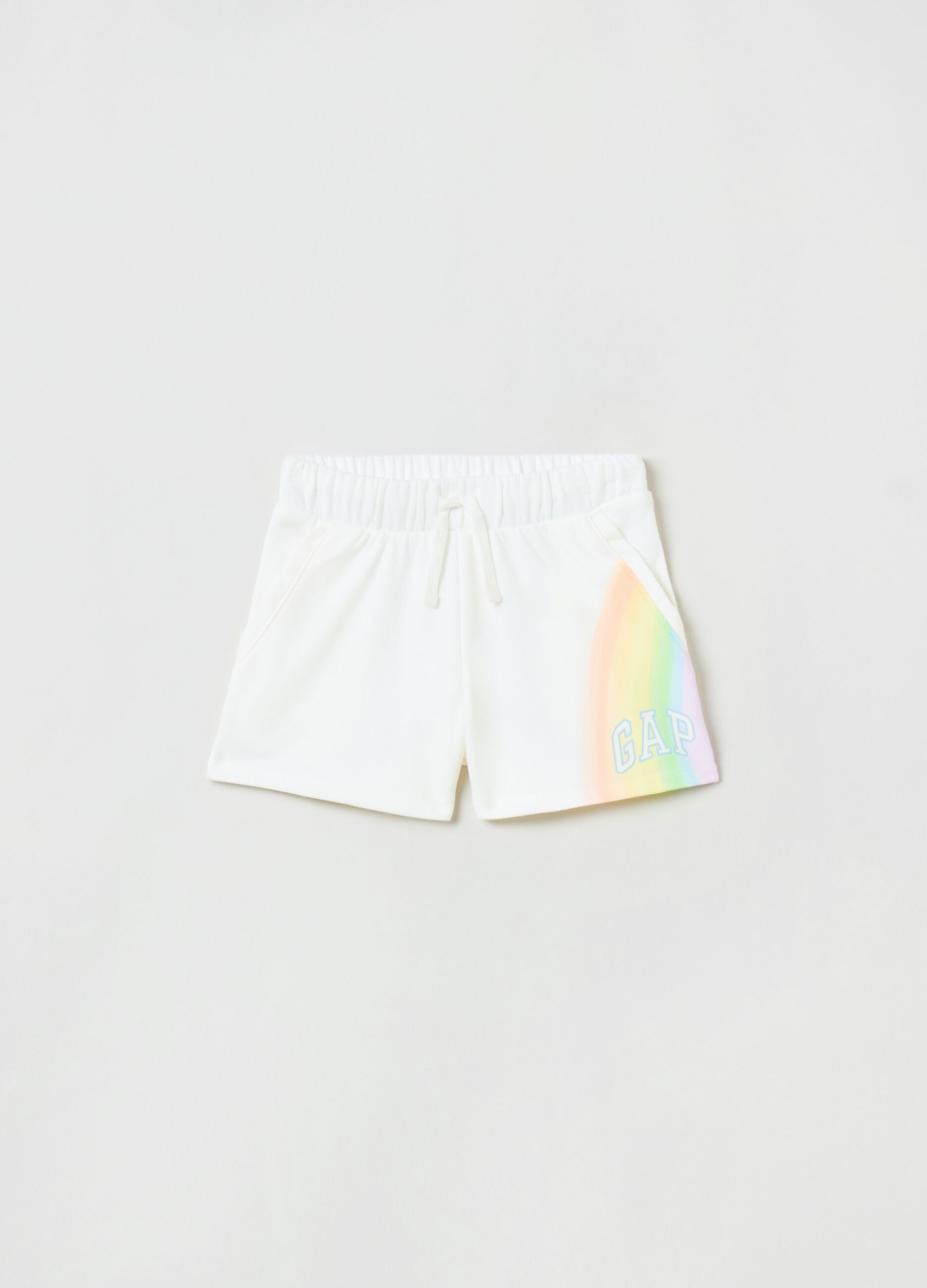 Shorts with logo and rainbow print